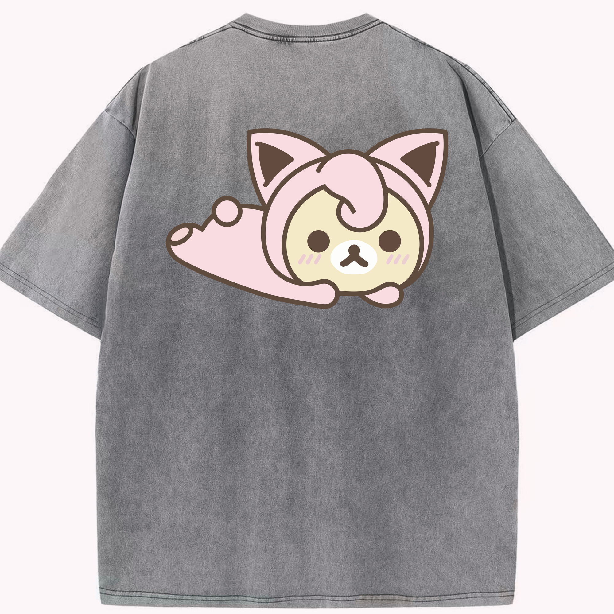 （画像用） リラックマ リラックマ キイロイトリ Rilakkuma Korilakkuma Kiiroitori 綿100% ヴィンテージ風 半袖Tシャツ（背面プリント）