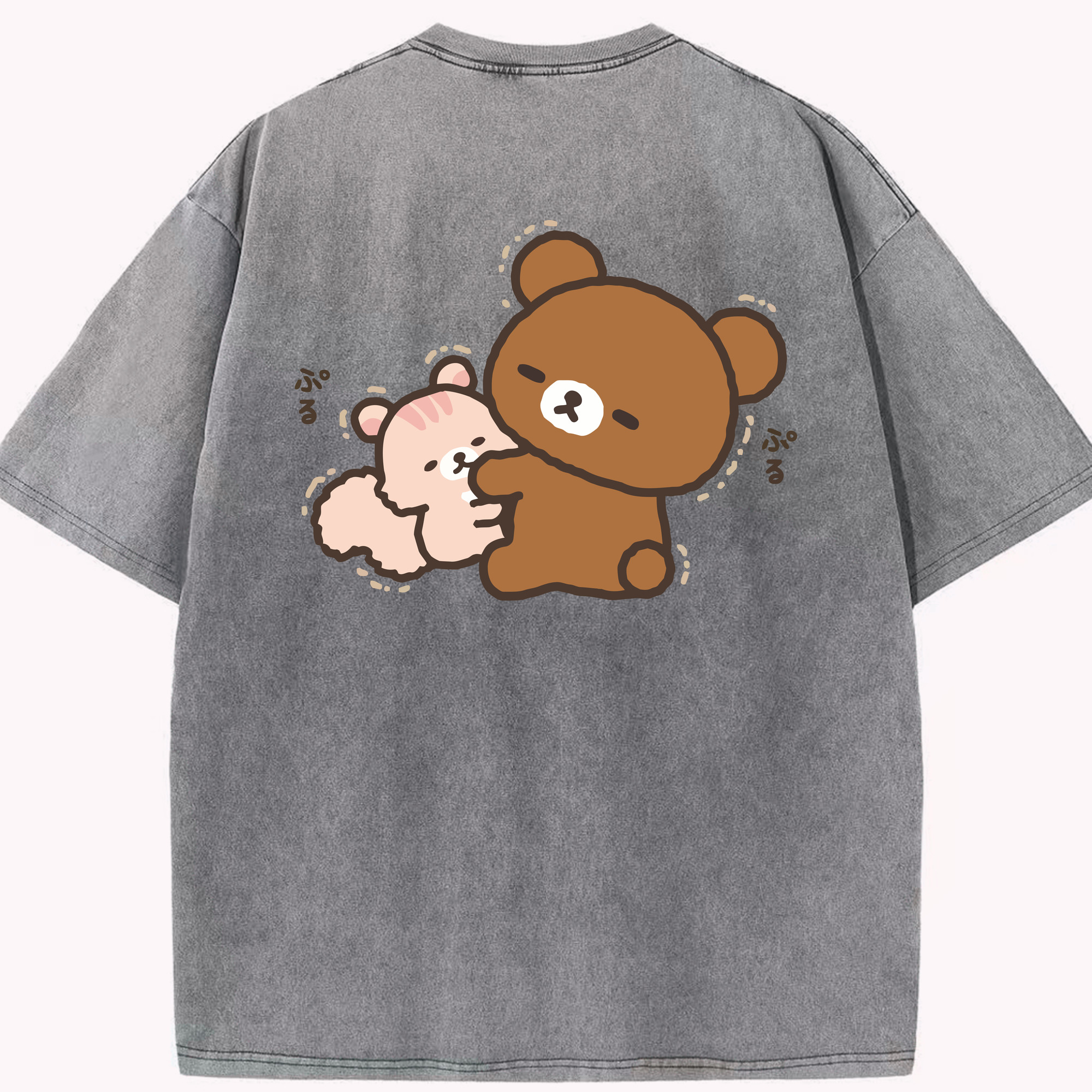 （画像用） リラックマ リラックマ キイロイトリ Rilakkuma Korilakkuma Kiiroitori 綿100% ヴィンテージ風 半袖Tシャツ（背面プリント）