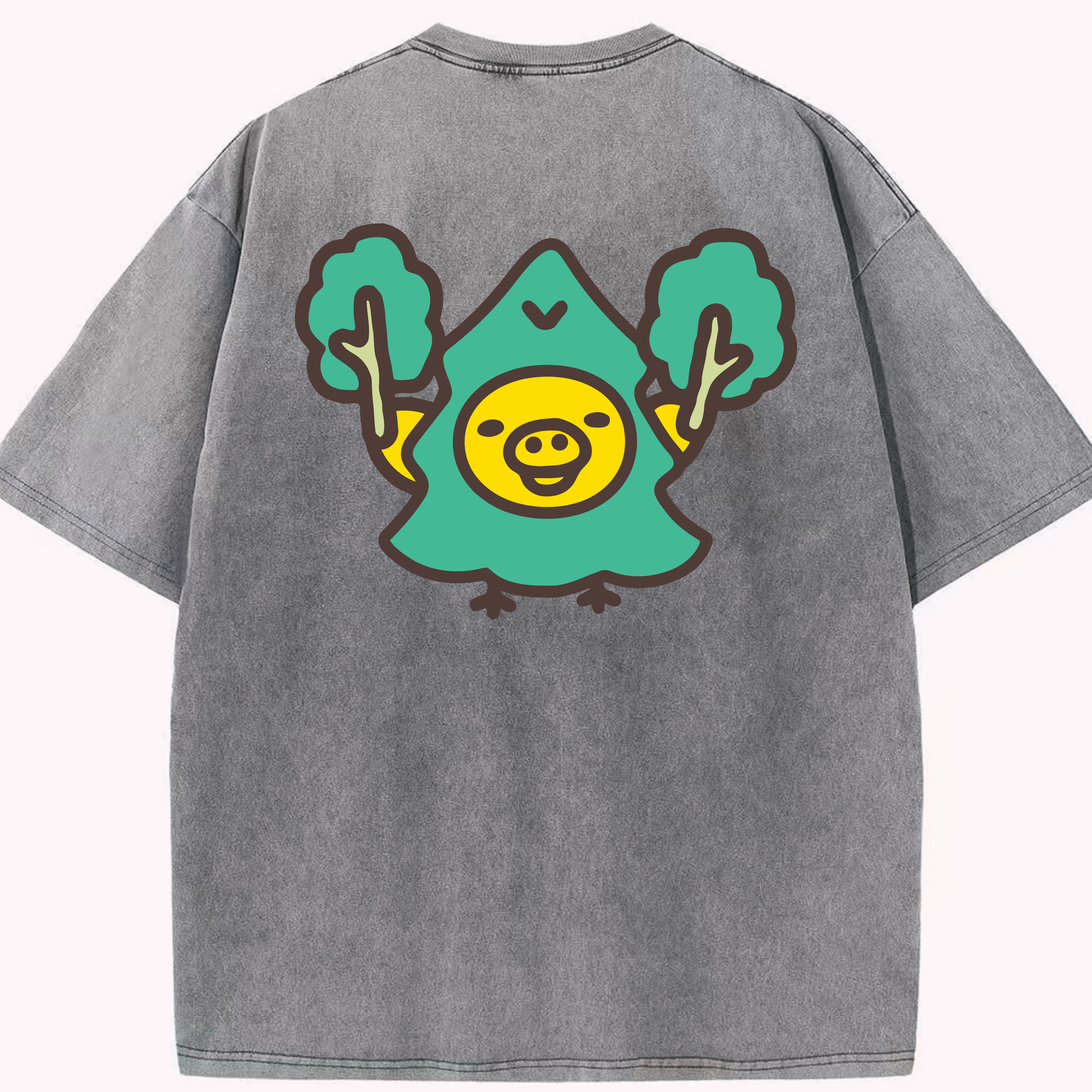 （画像用） リラックマ リラックマ キイロイトリ Rilakkuma Korilakkuma Kiiroitori 綿100% ヴィンテージ風 半袖Tシャツ（背面プリント）