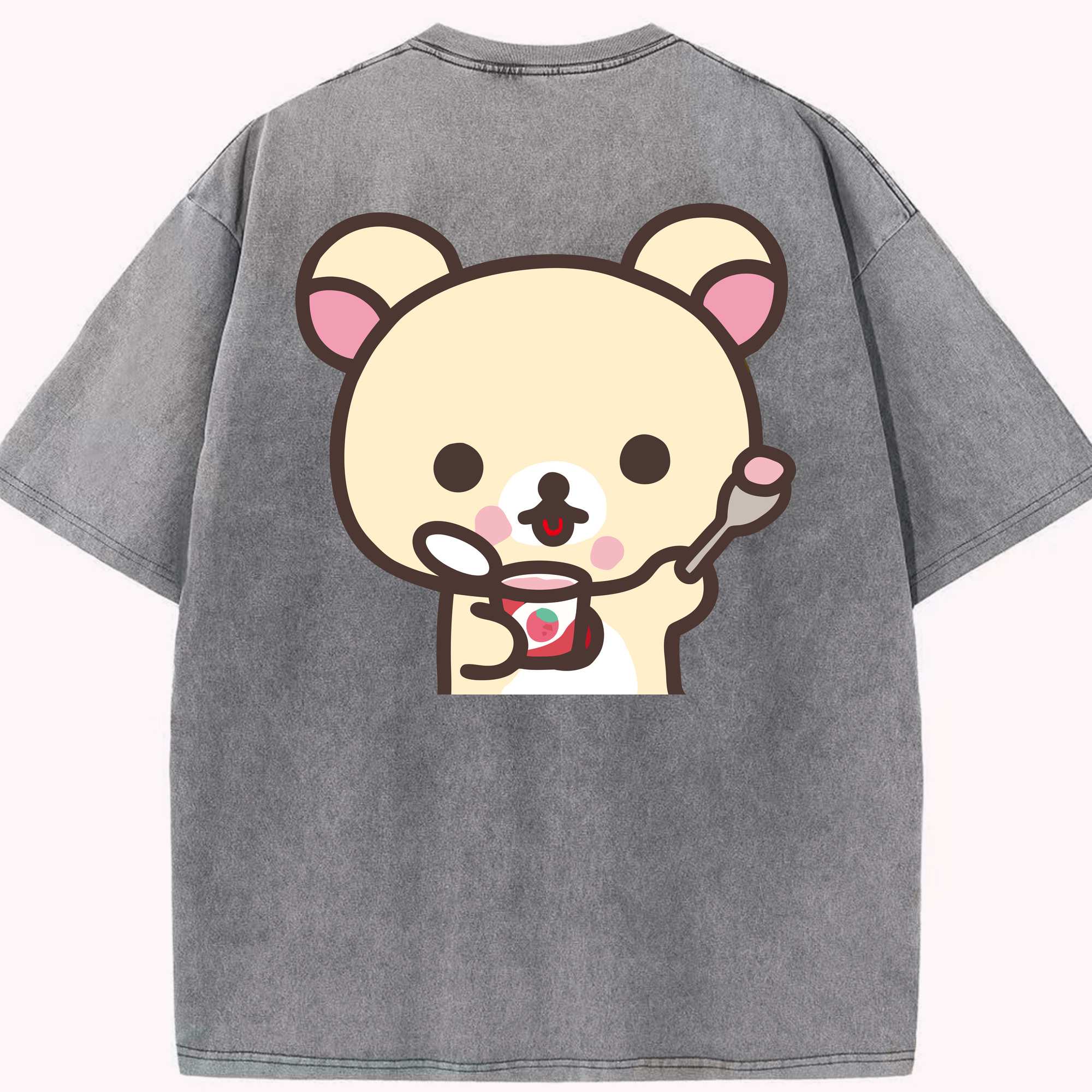 （画像用） リラックマ リラックマ キイロイトリ Rilakkuma Korilakkuma Kiiroitori 綿100% ヴィンテージ風 半袖Tシャツ（背面プリント）