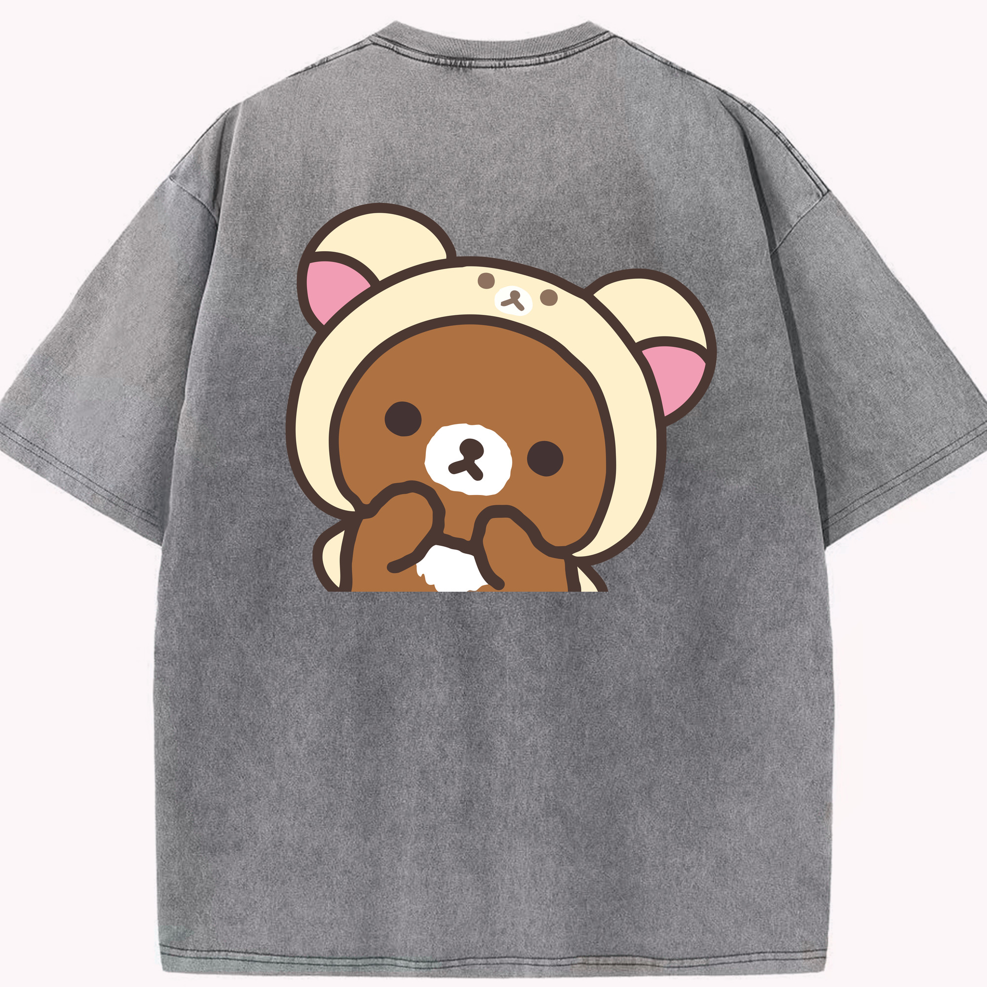（画像用） リラックマ リラックマ キイロイトリ Rilakkuma Korilakkuma Kiiroitori 綿100% ヴィンテージ風 半袖Tシャツ（背面プリント）
