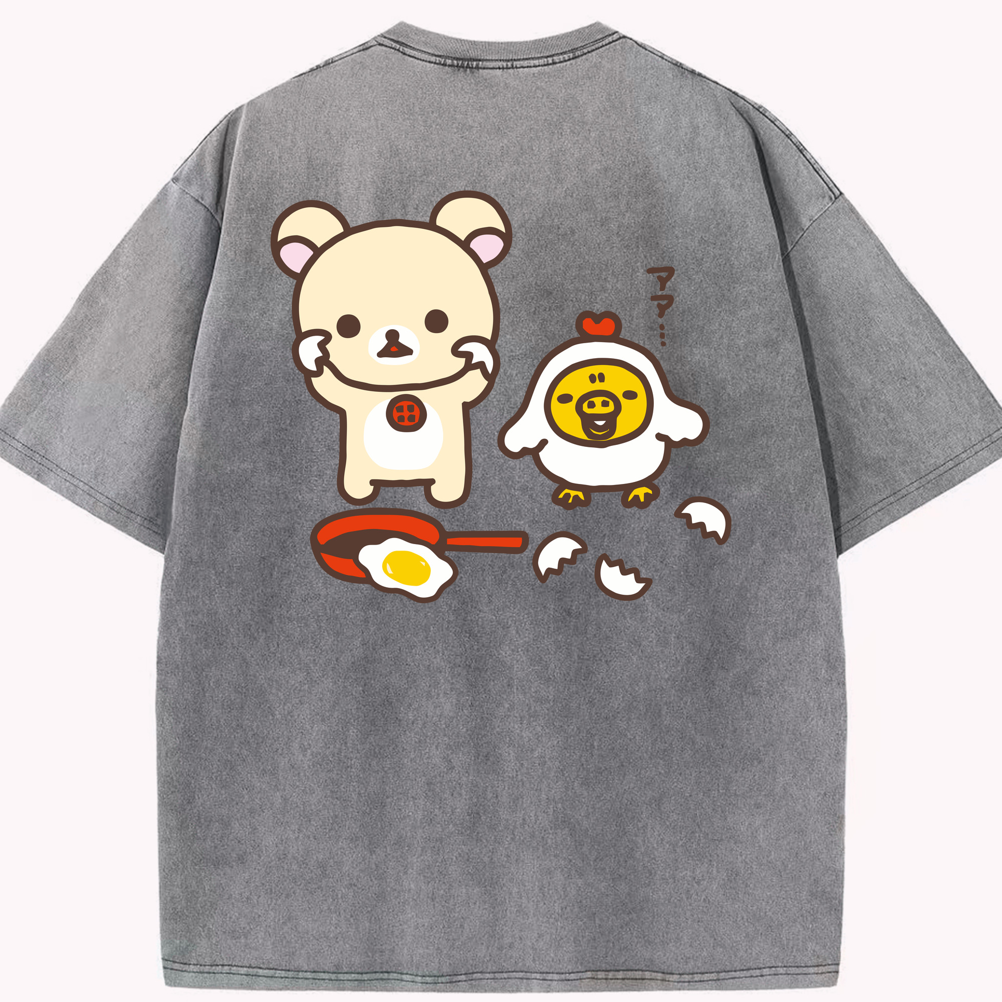 （画像用） リラックマ リラックマ キイロイトリ Rilakkuma Korilakkuma Kiiroitori 綿100% ヴィンテージ風 半袖Tシャツ（背面プリント）