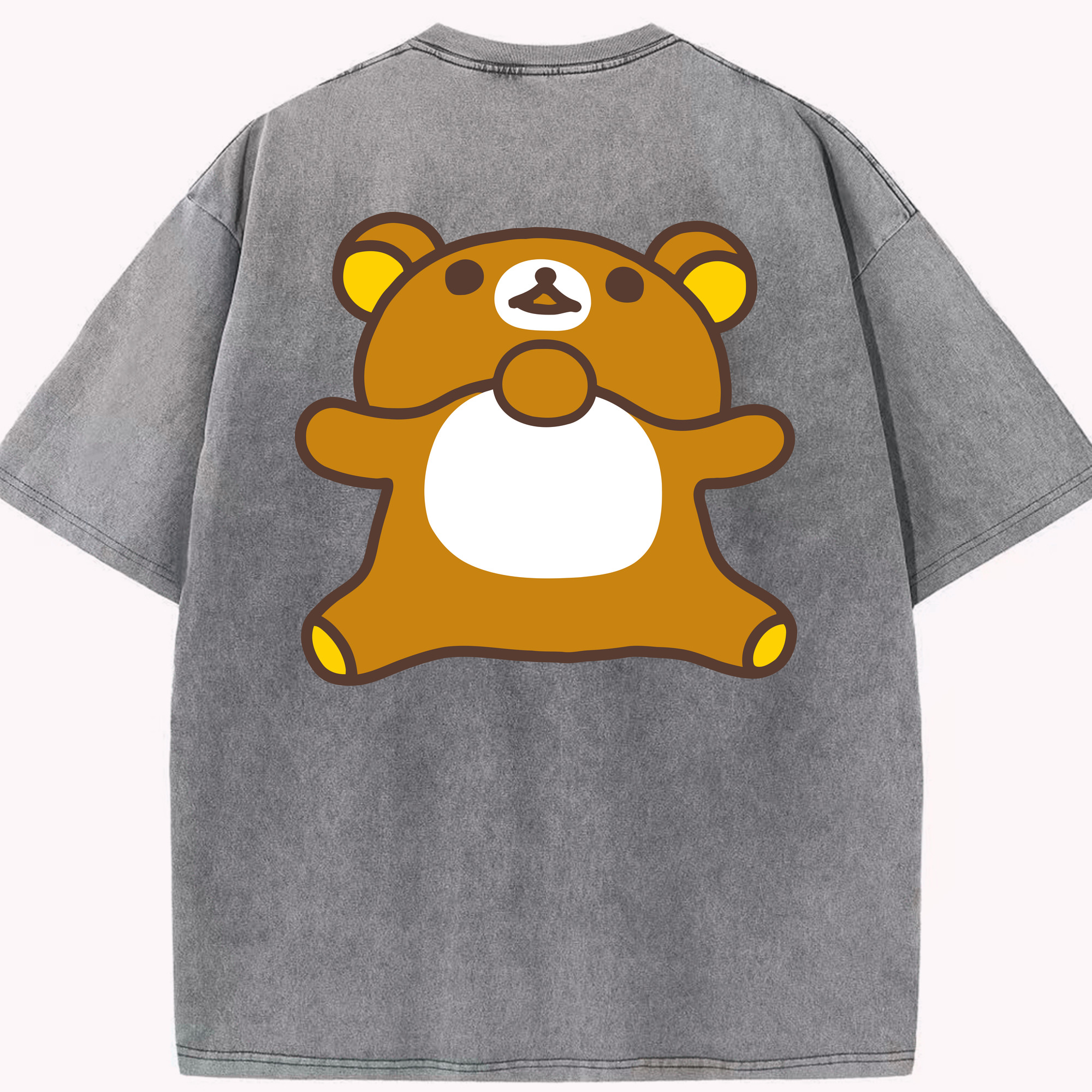 （画像用） リラックマ リラックマ キイロイトリ Rilakkuma Korilakkuma Kiiroitori 綿100% ヴィンテージ風 半袖Tシャツ（背面プリント）