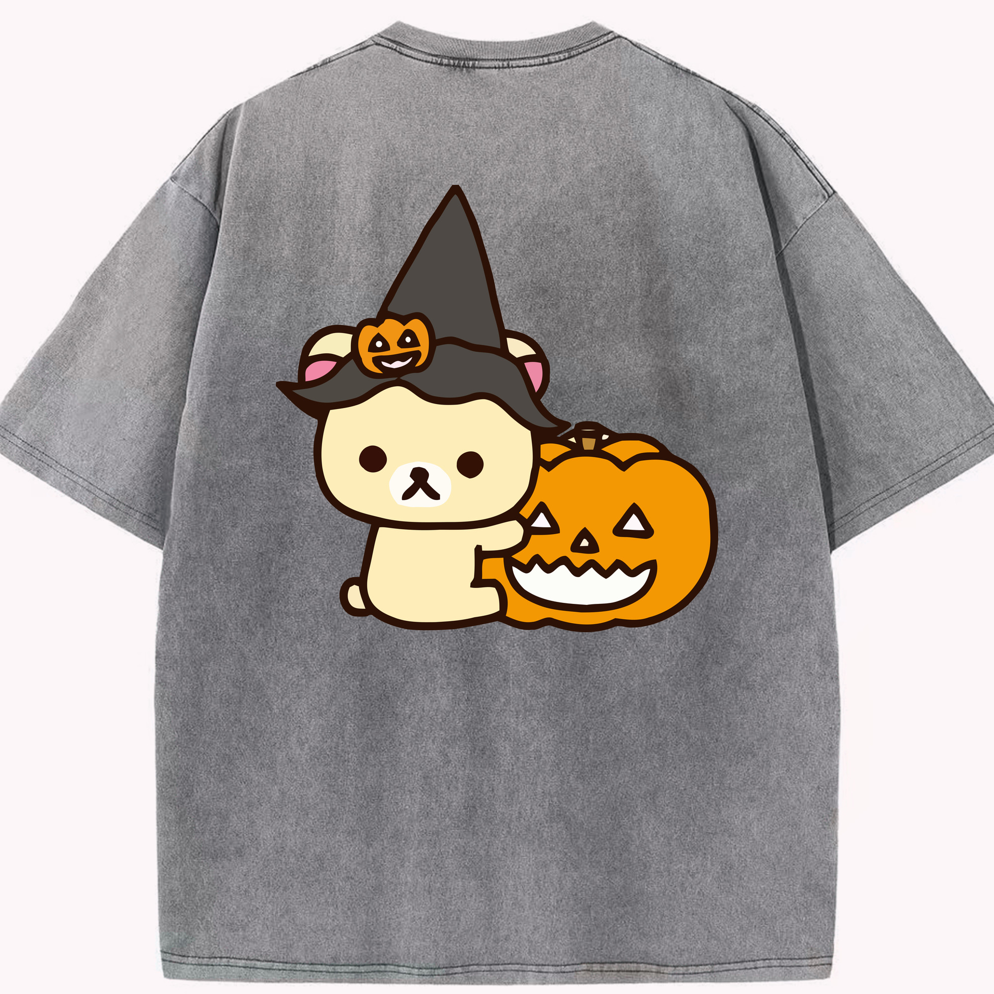 （画像用） リラックマ リラックマ キイロイトリ Rilakkuma Korilakkuma Kiiroitori 綿100% ヴィンテージ風 半袖Tシャツ（背面プリント）