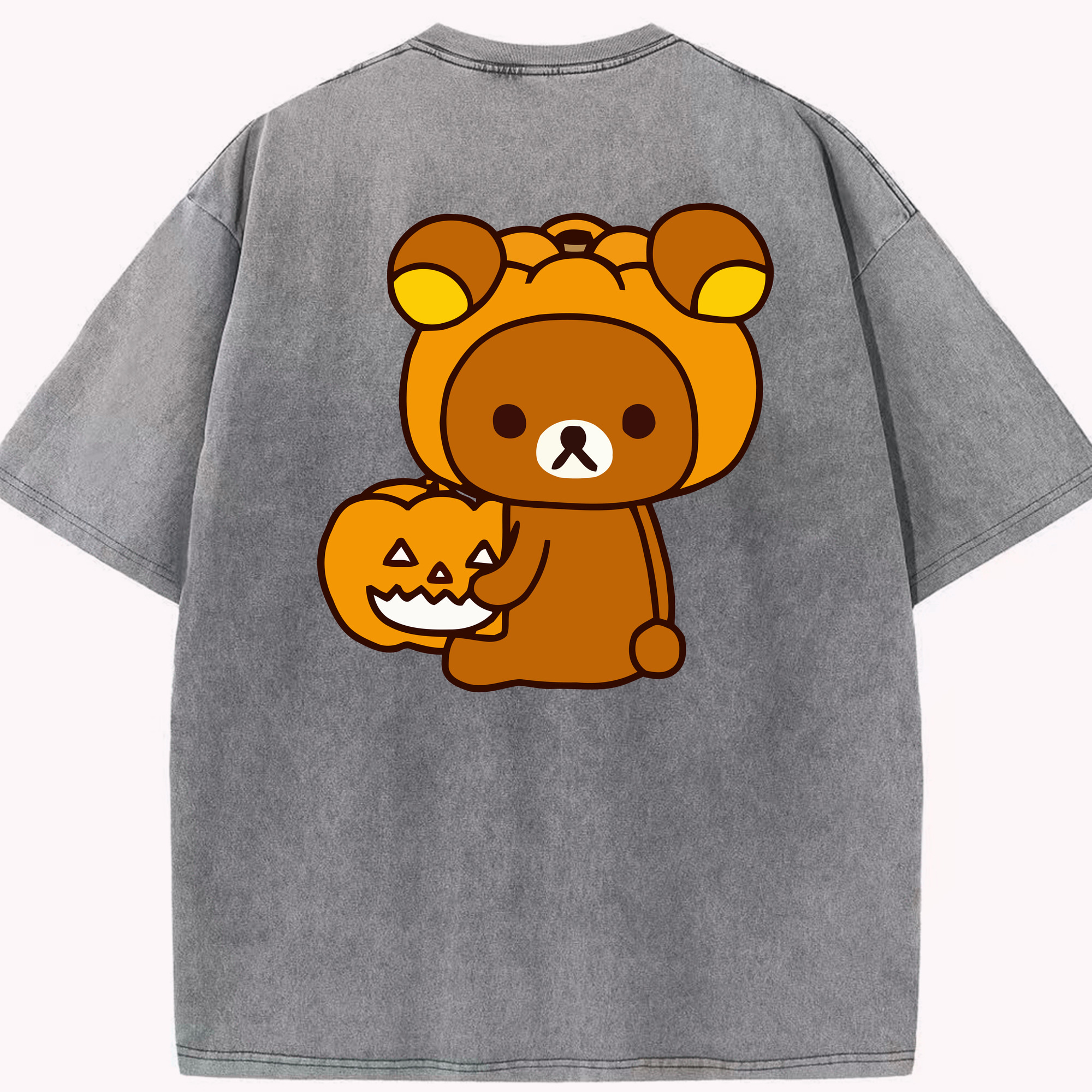 （画像用） リラックマ リラックマ キイロイトリ Rilakkuma Korilakkuma Kiiroitori 綿100% ヴィンテージ風 半袖Tシャツ（背面プリント）