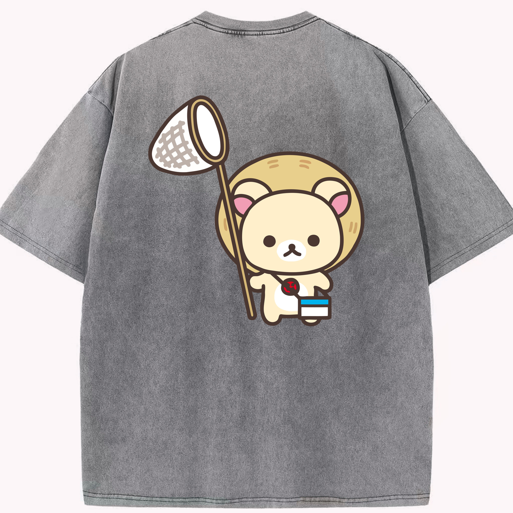 （画像用） リラックマ リラックマ キイロイトリ Rilakkuma Korilakkuma Kiiroitori 綿100% ヴィンテージ風 半袖Tシャツ（背面プリント）