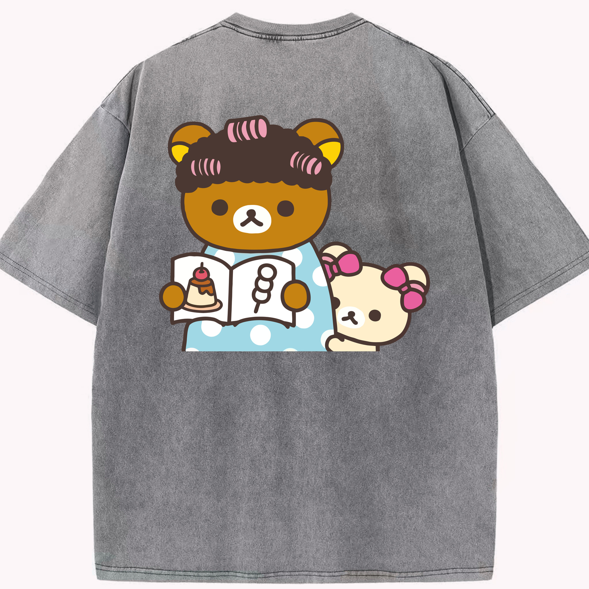 （画像用） リラックマ リラックマ キイロイトリ Rilakkuma Korilakkuma Kiiroitori 綿100% ヴィンテージ風 半袖Tシャツ（背面プリント）