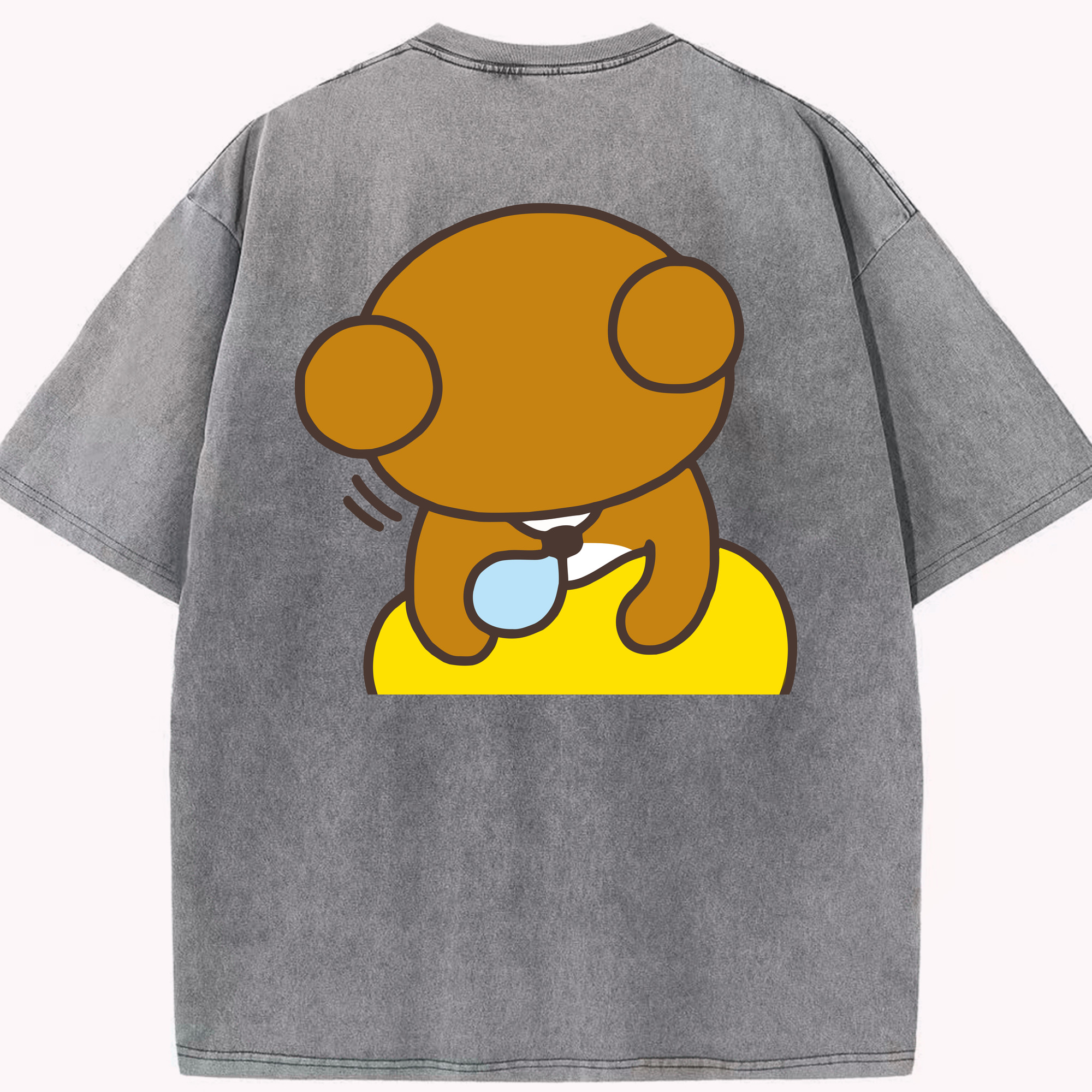 （画像用） リラックマ リラックマ キイロイトリ Rilakkuma Korilakkuma Kiiroitori 綿100% ヴィンテージ風 半袖Tシャツ（背面プリント）