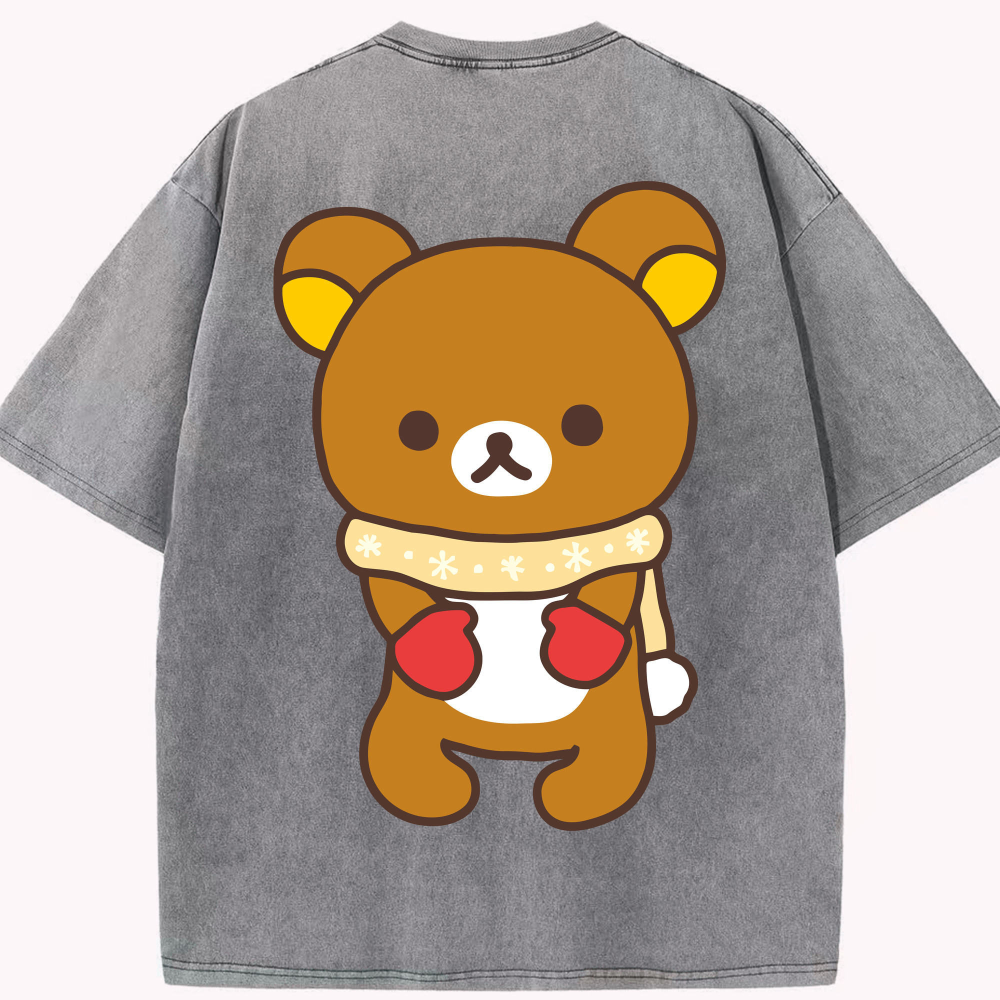 （画像用） リラックマ リラックマ キイロイトリ Rilakkuma Korilakkuma Kiiroitori 綿100% ヴィンテージ風 半袖Tシャツ（背面プリント）