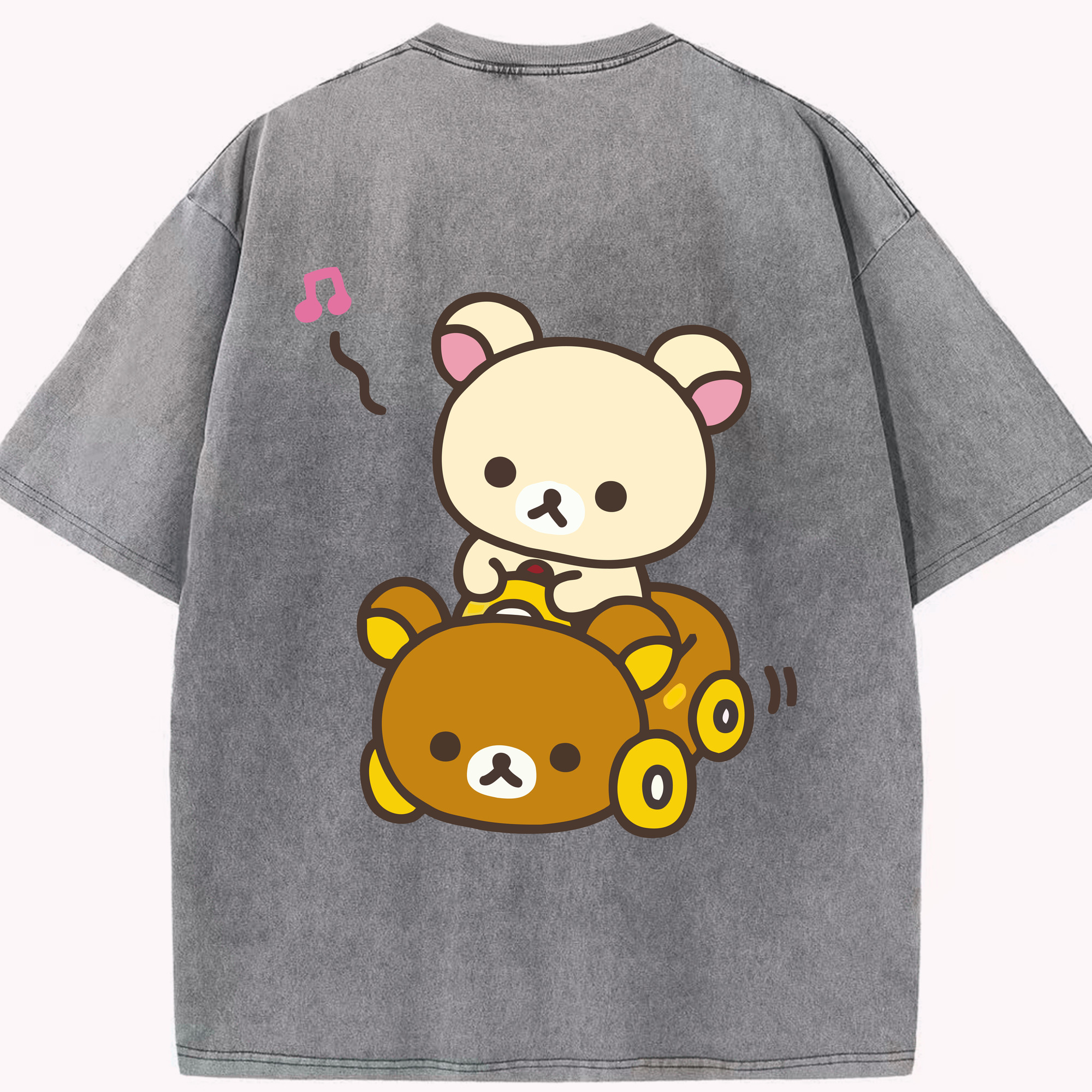 （画像用） リラックマ リラックマ キイロイトリ Rilakkuma Korilakkuma Kiiroitori 綿100% ヴィンテージ風 半袖Tシャツ（背面プリント）