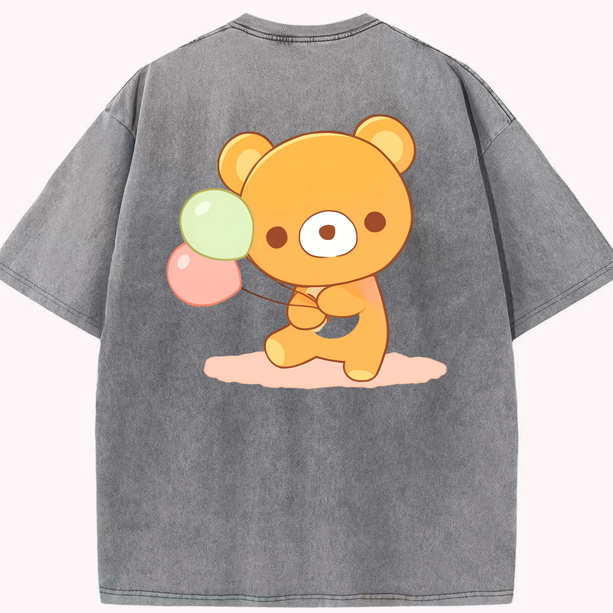 （画像用） リラックマ リラックマ キイロイトリ Rilakkuma Korilakkuma Kiiroitori 綿100% ヴィンテージ風 半袖Tシャツ（背面プリント）