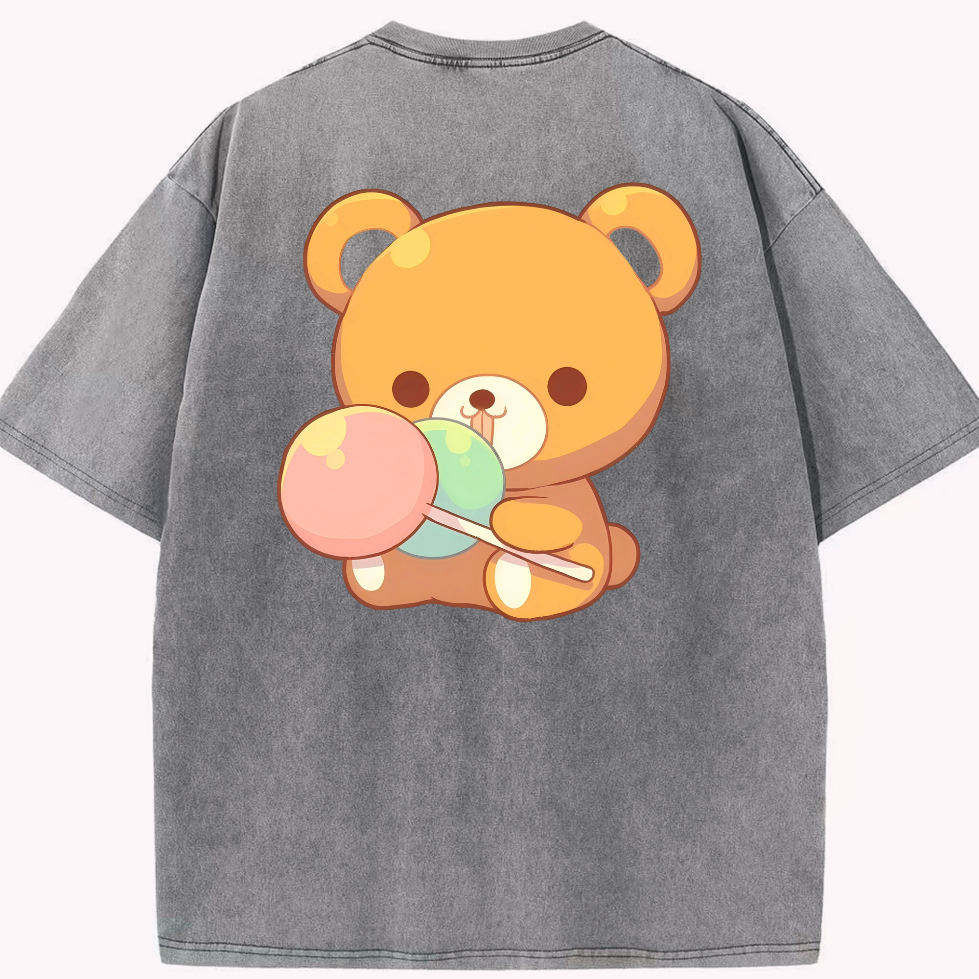 （画像用） リラックマ リラックマ キイロイトリ Rilakkuma Korilakkuma Kiiroitori 綿100% ヴィンテージ風 半袖Tシャツ（背面プリント）
