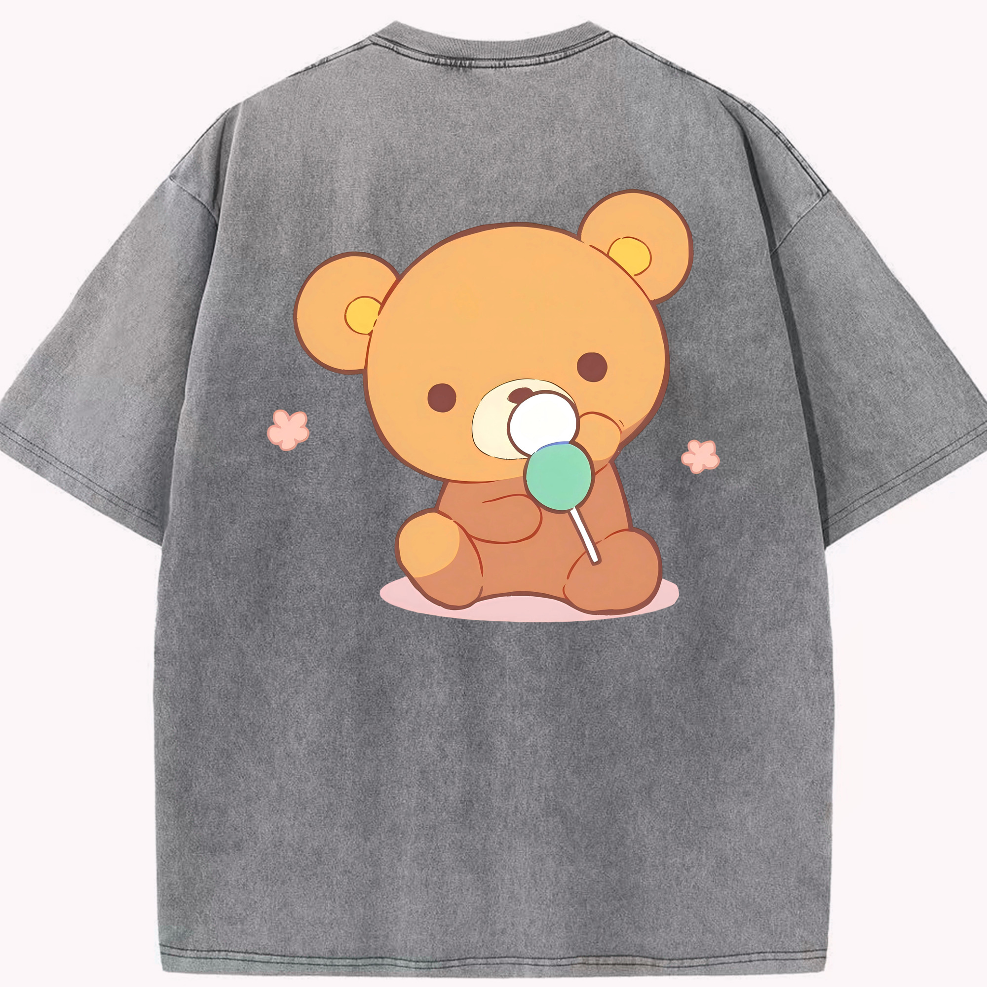 （画像用） リラックマ リラックマ キイロイトリ Rilakkuma Korilakkuma Kiiroitori 綿100% ヴィンテージ風 半袖Tシャツ（背面プリント）