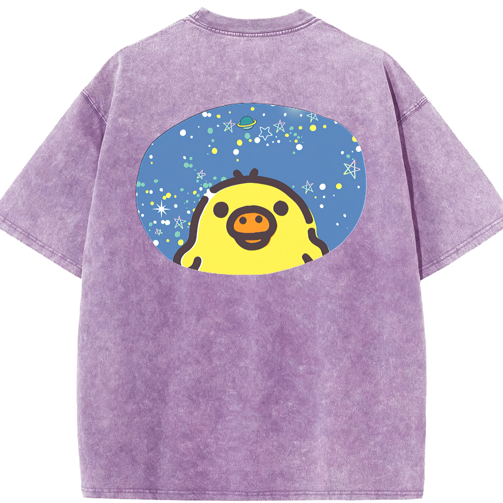 （画像用） リラックマ リラックマ キイロイトリ Rilakkuma Korilakkuma Kiiroitori 綿100% ヴィンテージ風 半袖Tシャツ（背面プリント）