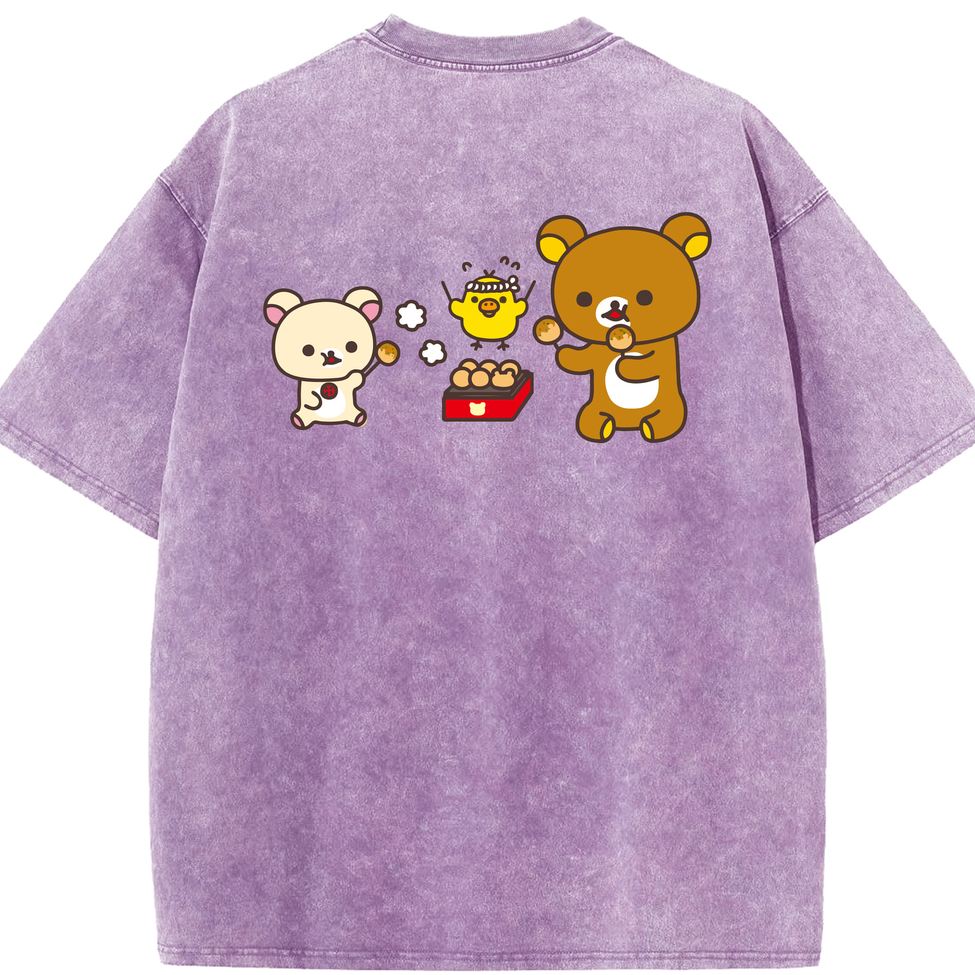 （画像用） リラックマ リラックマ キイロイトリ Rilakkuma Korilakkuma Kiiroitori 綿100% ヴィンテージ風 半袖Tシャツ（背面プリント）