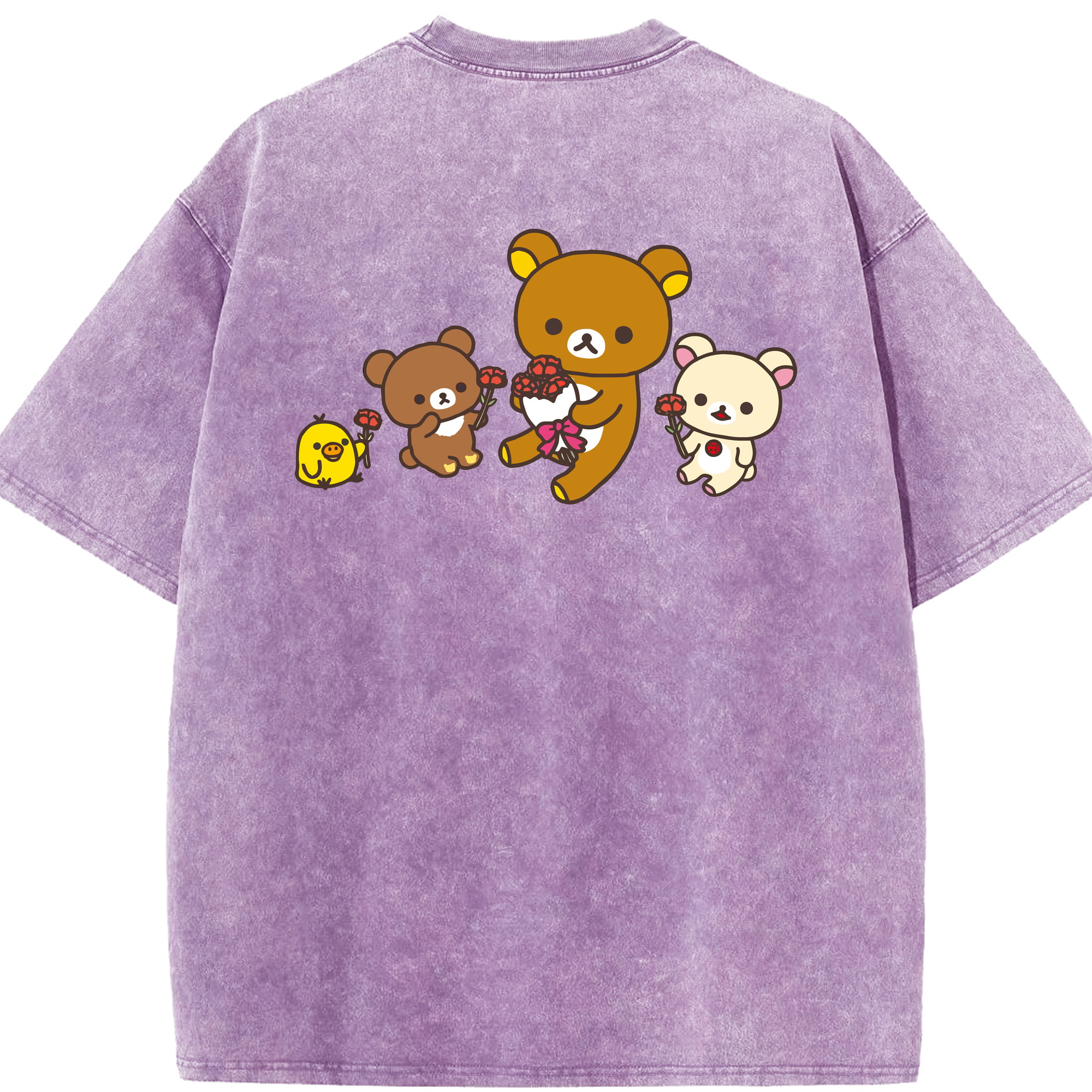 （画像用） リラックマ リラックマ キイロイトリ Rilakkuma Korilakkuma Kiiroitori 綿100% ヴィンテージ風 半袖Tシャツ（背面プリント）