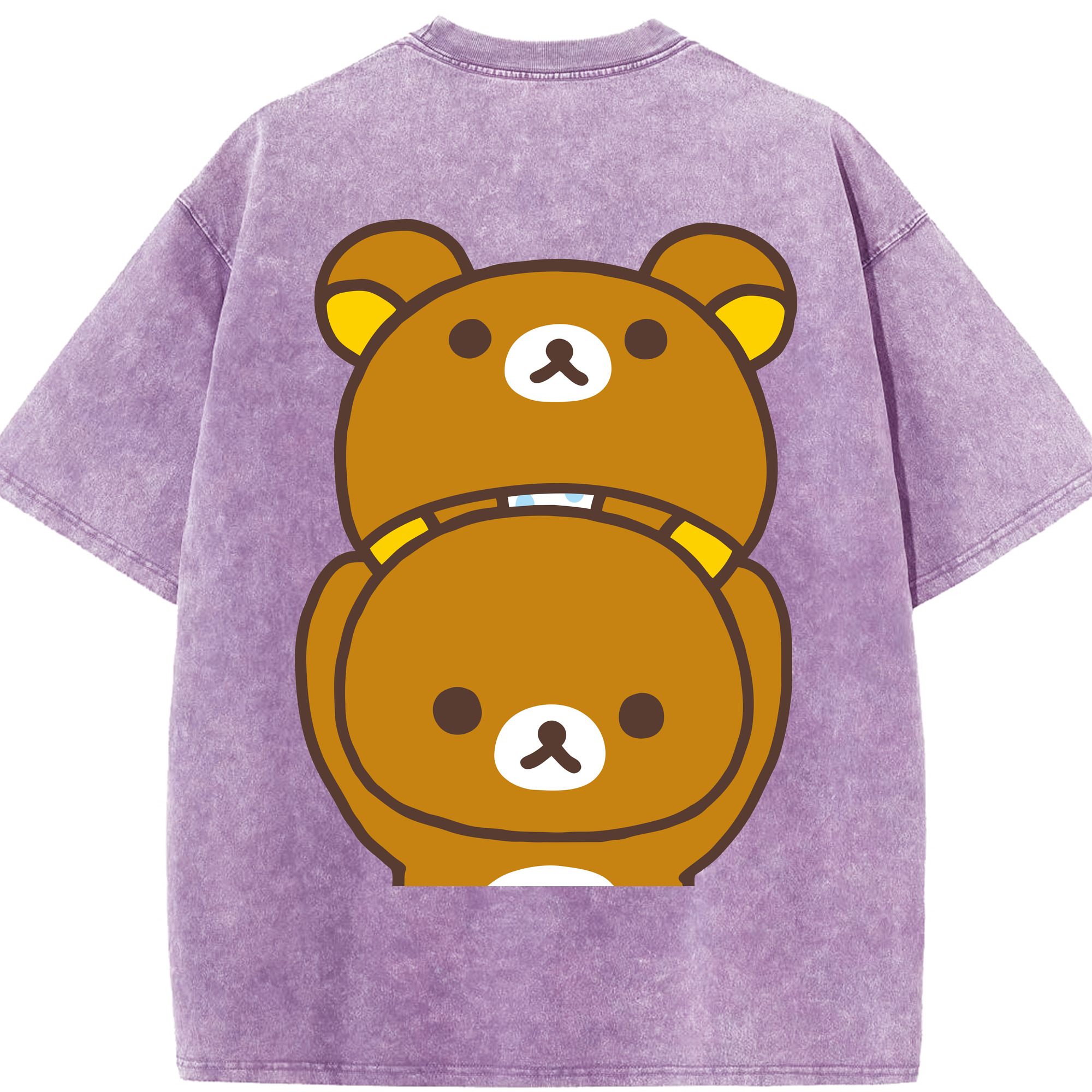 （画像用） リラックマ リラックマ キイロイトリ Rilakkuma Korilakkuma Kiiroitori 綿100% ヴィンテージ風 半袖Tシャツ（背面プリント）