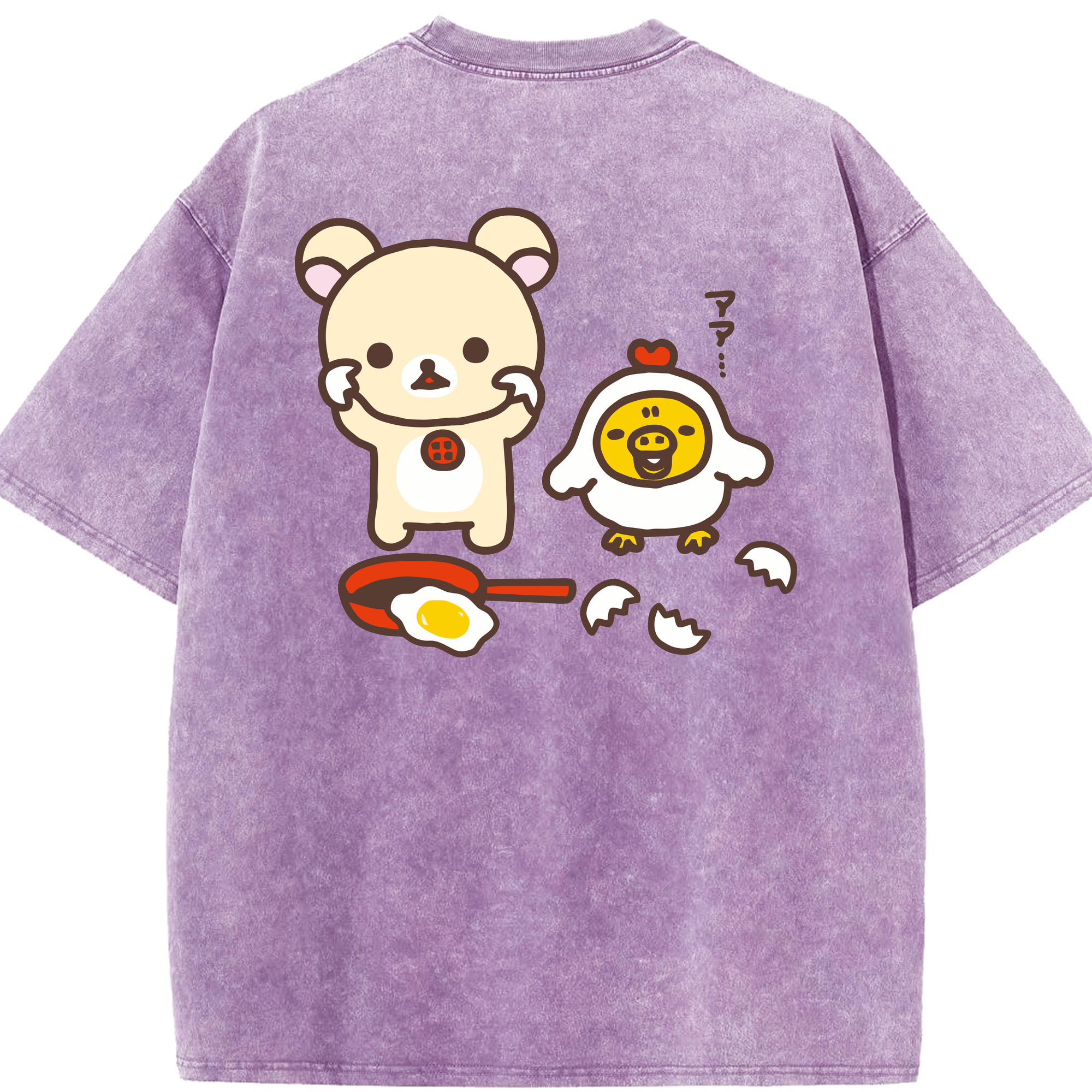 （画像用） リラックマ リラックマ キイロイトリ Rilakkuma Korilakkuma Kiiroitori 綿100% ヴィンテージ風 半袖Tシャツ（背面プリント）