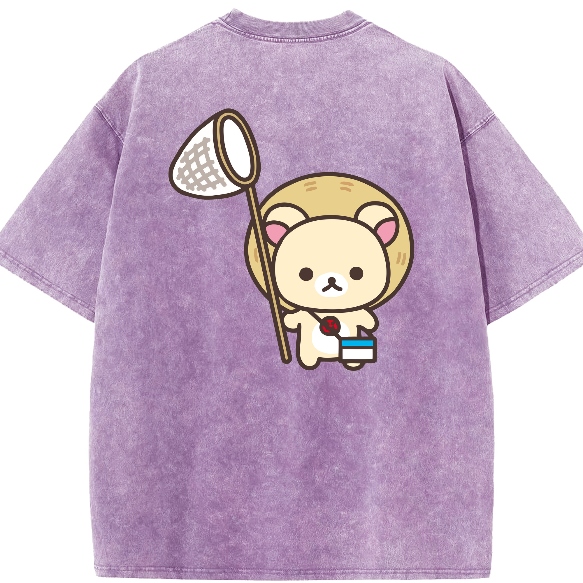 （画像用） リラックマ リラックマ キイロイトリ Rilakkuma Korilakkuma Kiiroitori 綿100% ヴィンテージ風 半袖Tシャツ（背面プリント）
