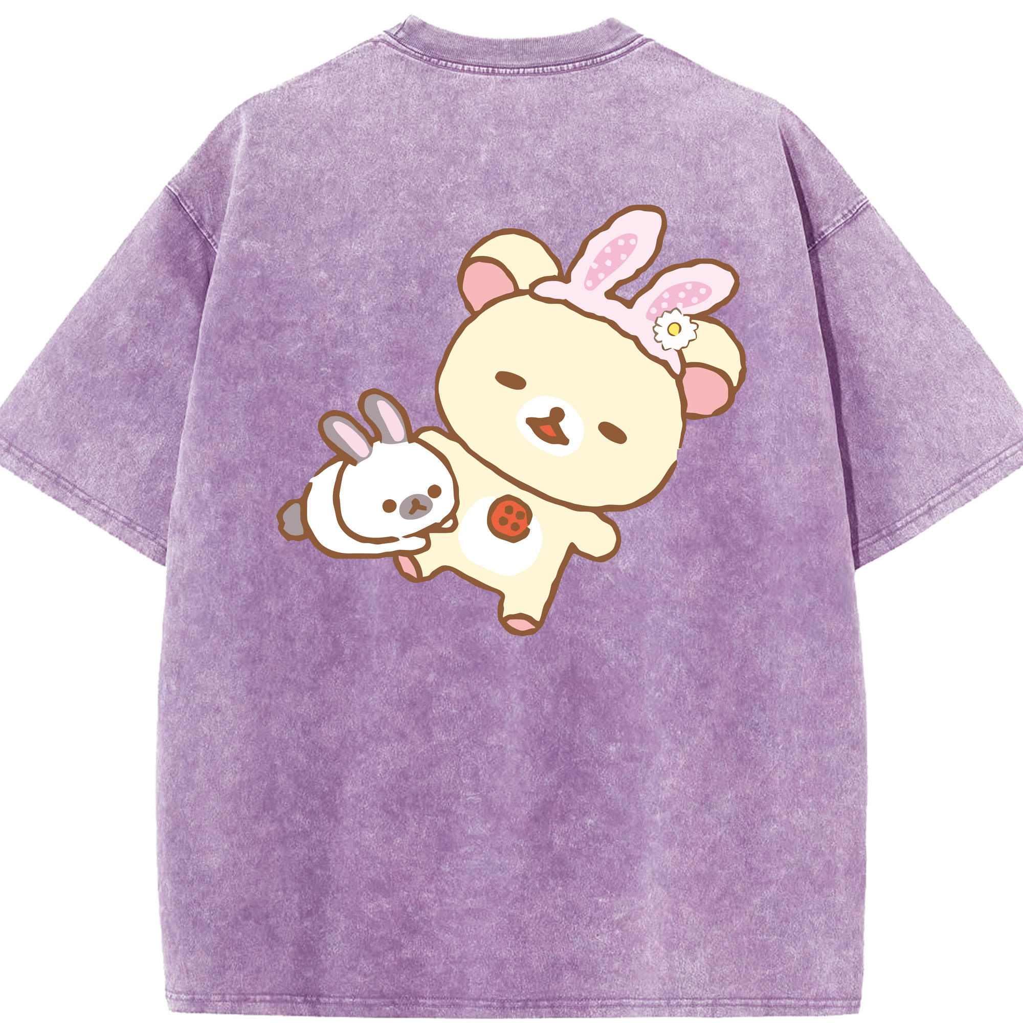 （画像用） リラックマ リラックマ キイロイトリ Rilakkuma Korilakkuma Kiiroitori 綿100% ヴィンテージ風 半袖Tシャツ（背面プリント）