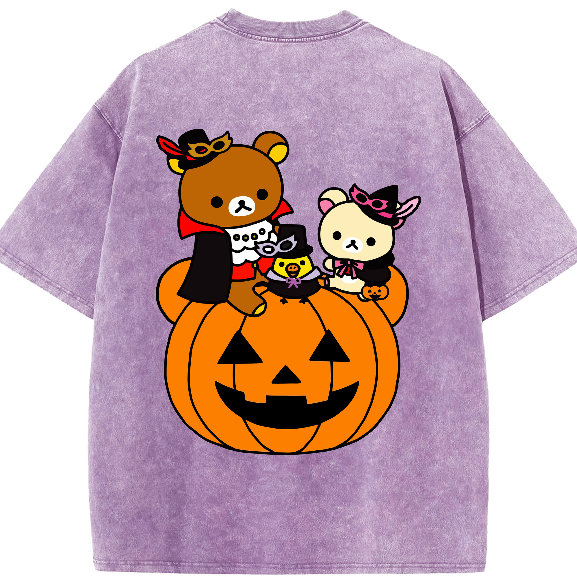 （画像用） リラックマ リラックマ キイロイトリ Rilakkuma Korilakkuma Kiiroitori 綿100% ヴィンテージ風 半袖Tシャツ（背面プリント）
