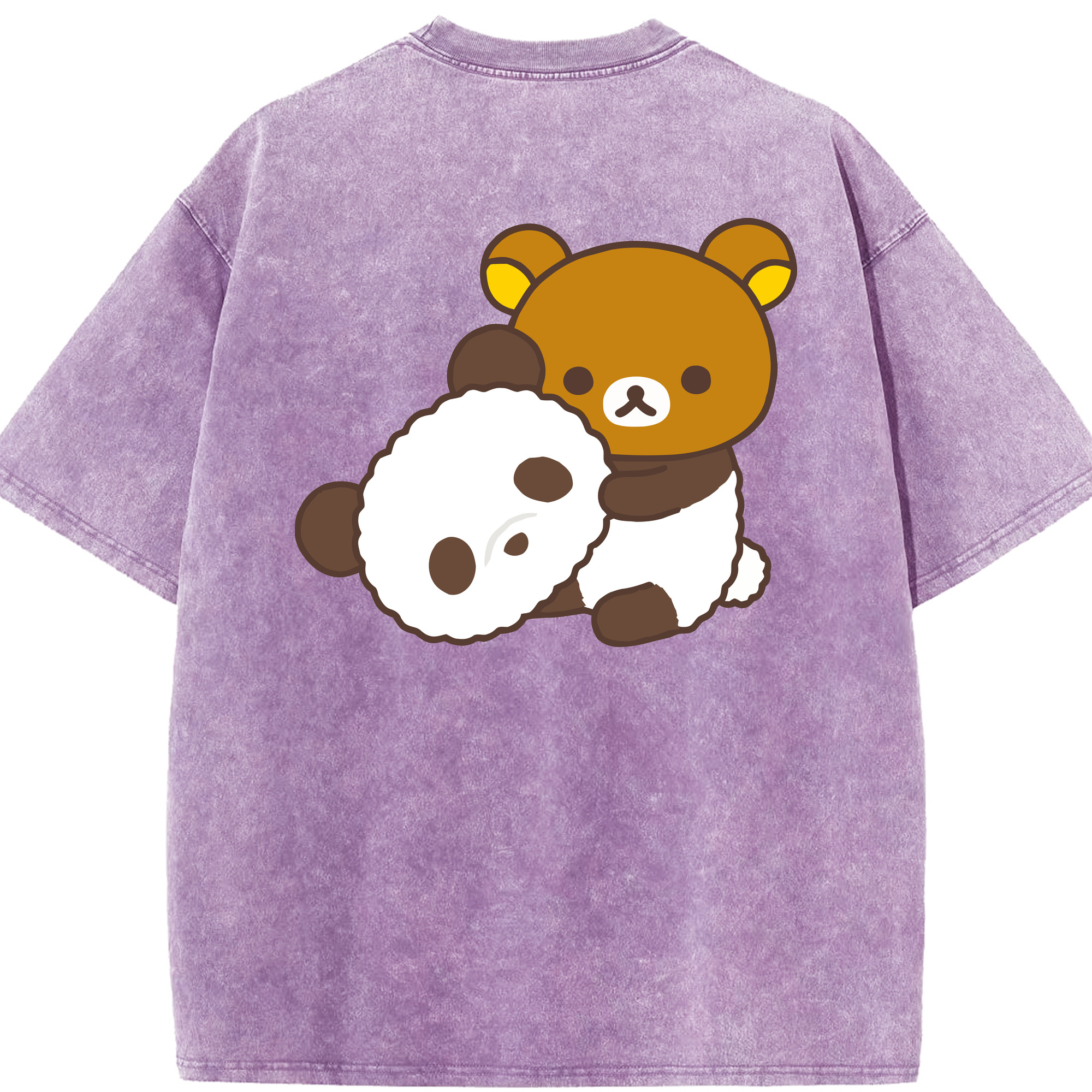 （画像用） リラックマ リラックマ キイロイトリ Rilakkuma Korilakkuma Kiiroitori 綿100% ヴィンテージ風 半袖Tシャツ（背面プリント）