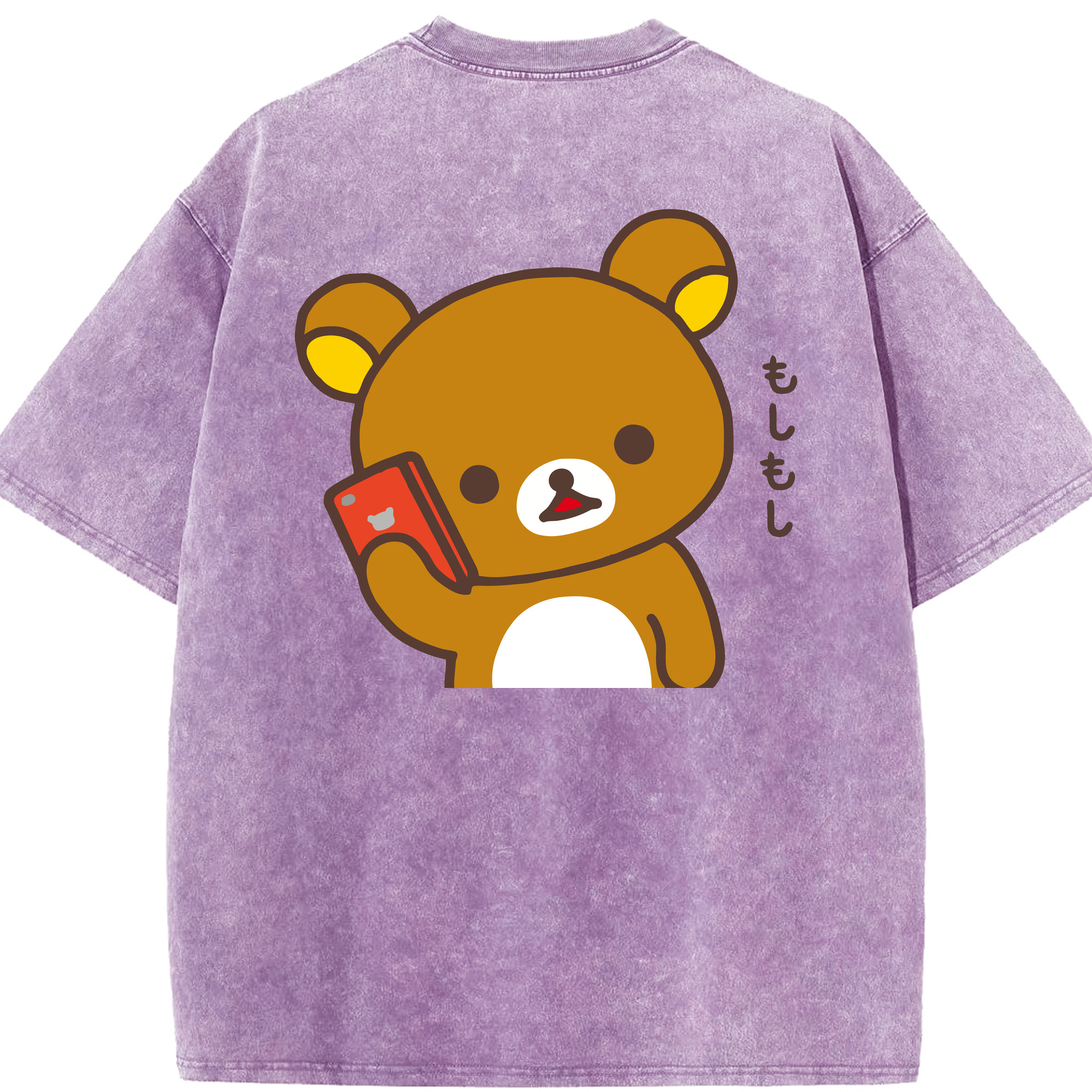 （画像用） リラックマ リラックマ キイロイトリ Rilakkuma Korilakkuma Kiiroitori 綿100% ヴィンテージ風 半袖Tシャツ（背面プリント）