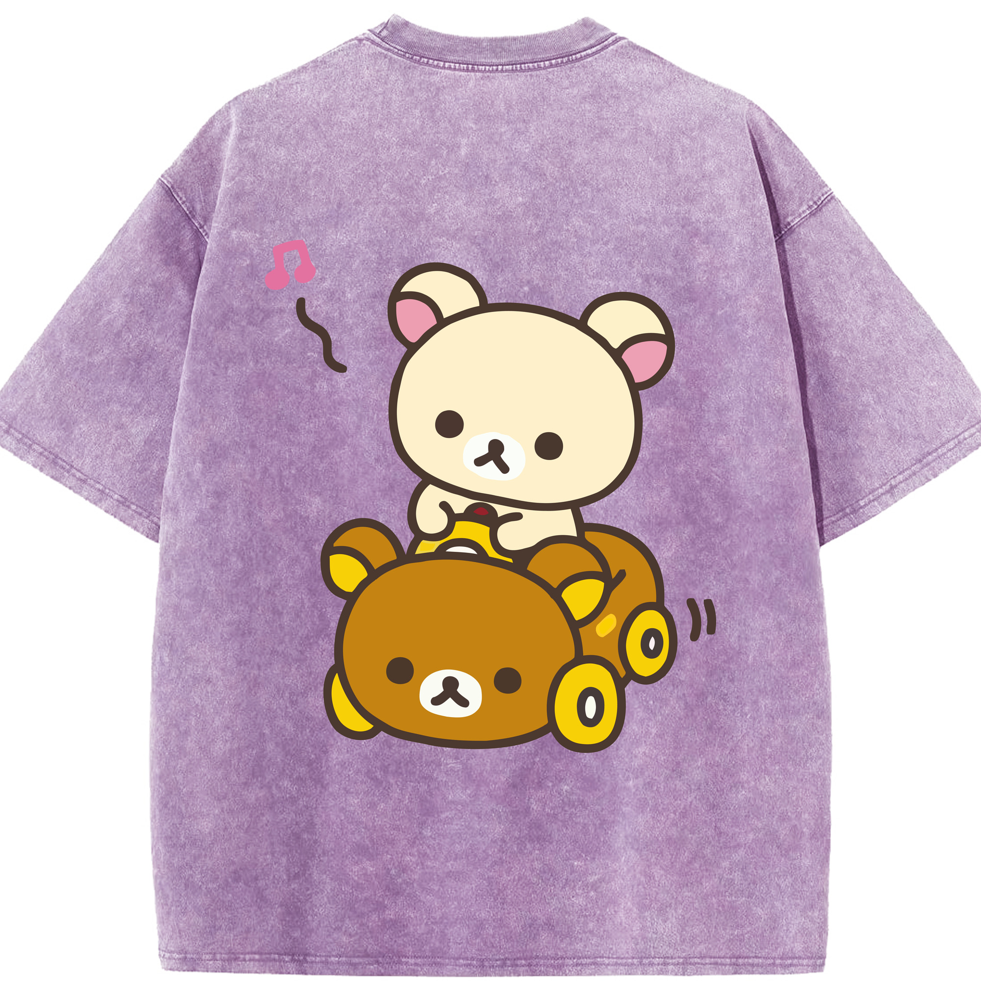 （画像用） リラックマ リラックマ キイロイトリ Rilakkuma Korilakkuma Kiiroitori 綿100% ヴィンテージ風 半袖Tシャツ（背面プリント）
