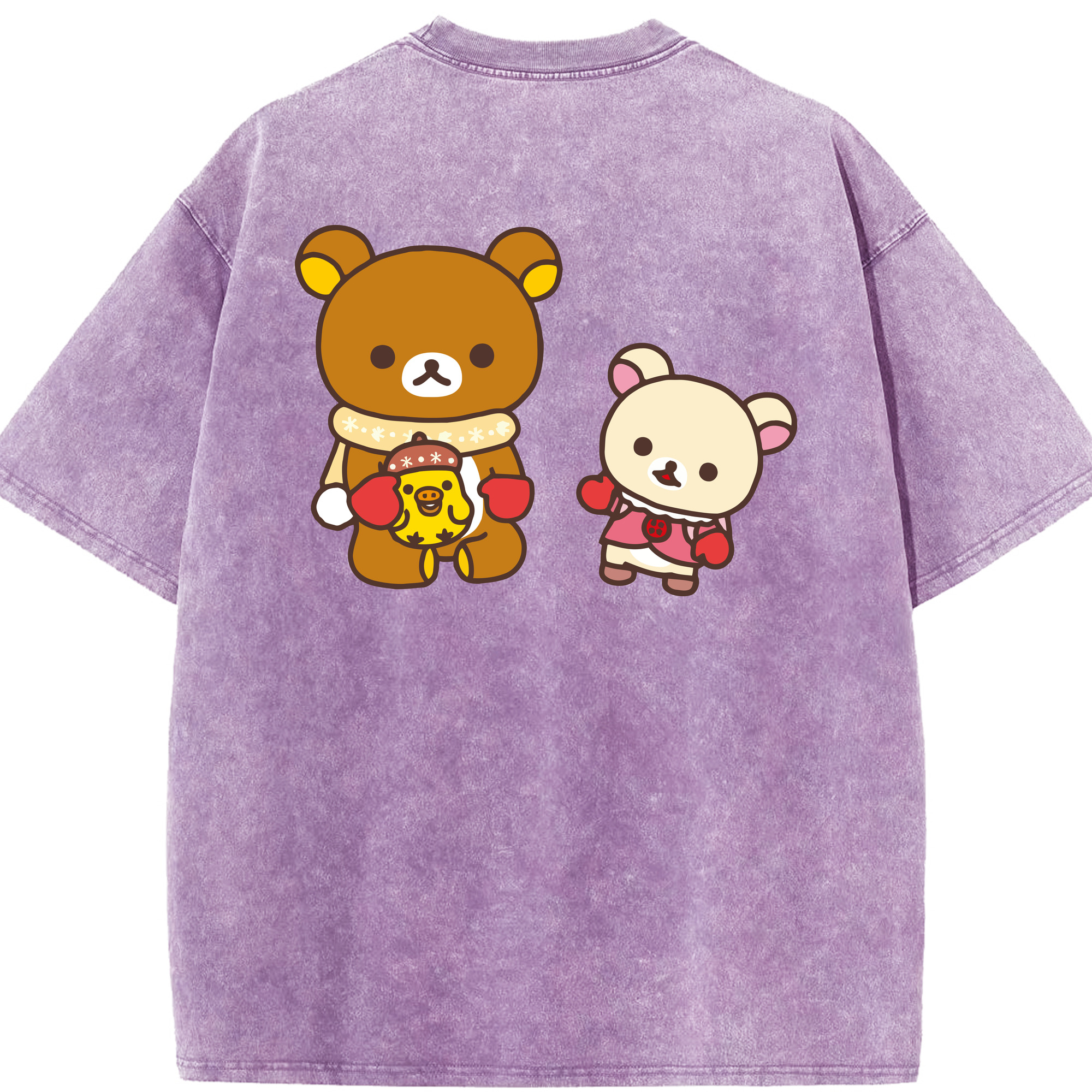 （画像用） リラックマ リラックマ キイロイトリ Rilakkuma Korilakkuma Kiiroitori 綿100% ヴィンテージ風 半袖Tシャツ（背面プリント）