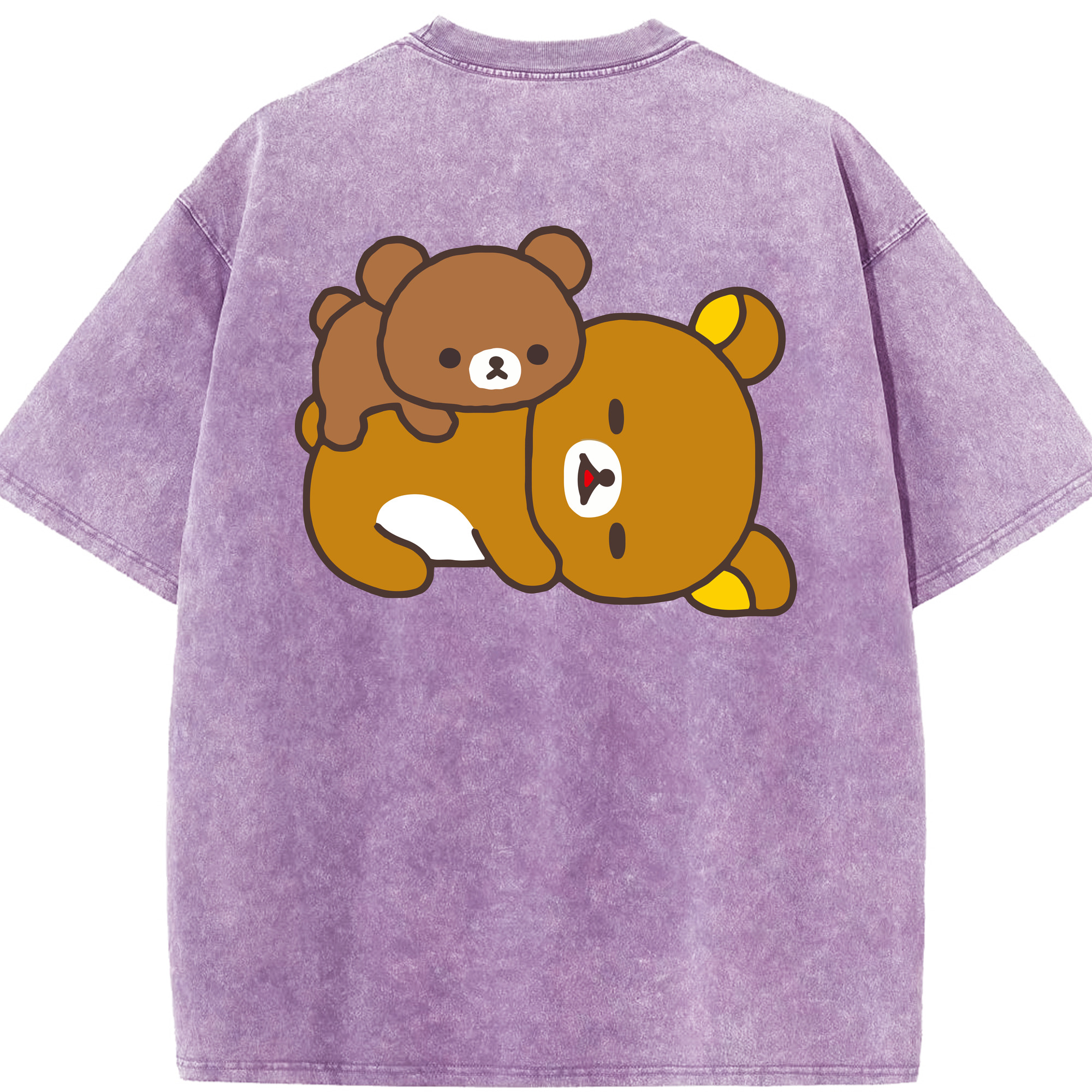 （画像用） リラックマ リラックマ キイロイトリ Rilakkuma Korilakkuma Kiiroitori 綿100% ヴィンテージ風 半袖Tシャツ（背面プリント）