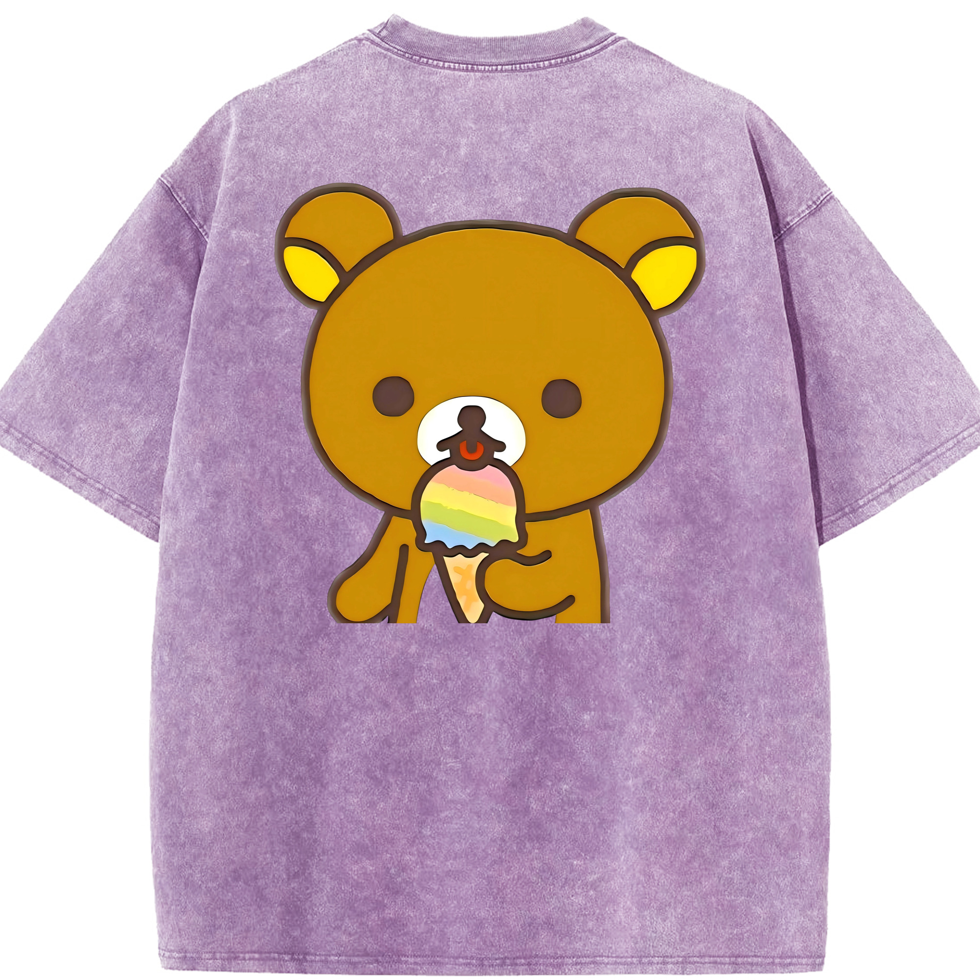 （画像用） リラックマ リラックマ キイロイトリ Rilakkuma Korilakkuma Kiiroitori 綿100% ヴィンテージ風 半袖Tシャツ（背面プリント）