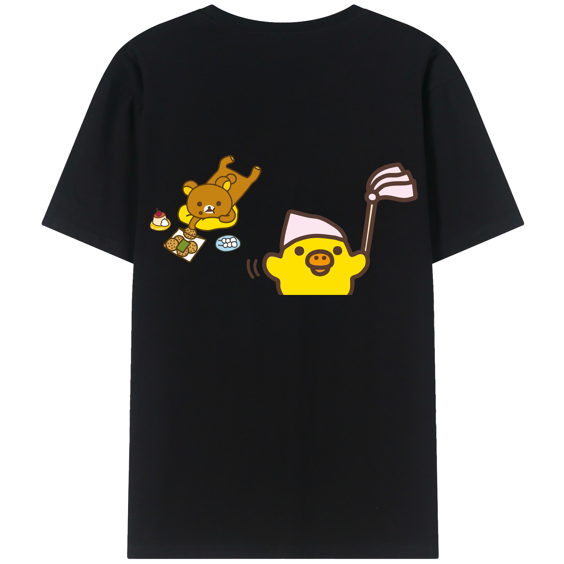 （画像用） リラックマ リラックマ キイロイトリ Rilakkuma Korilakkuma Kiiroitori 綿100％ メンズ半袖Tシャツ（バックプリント） 通気性