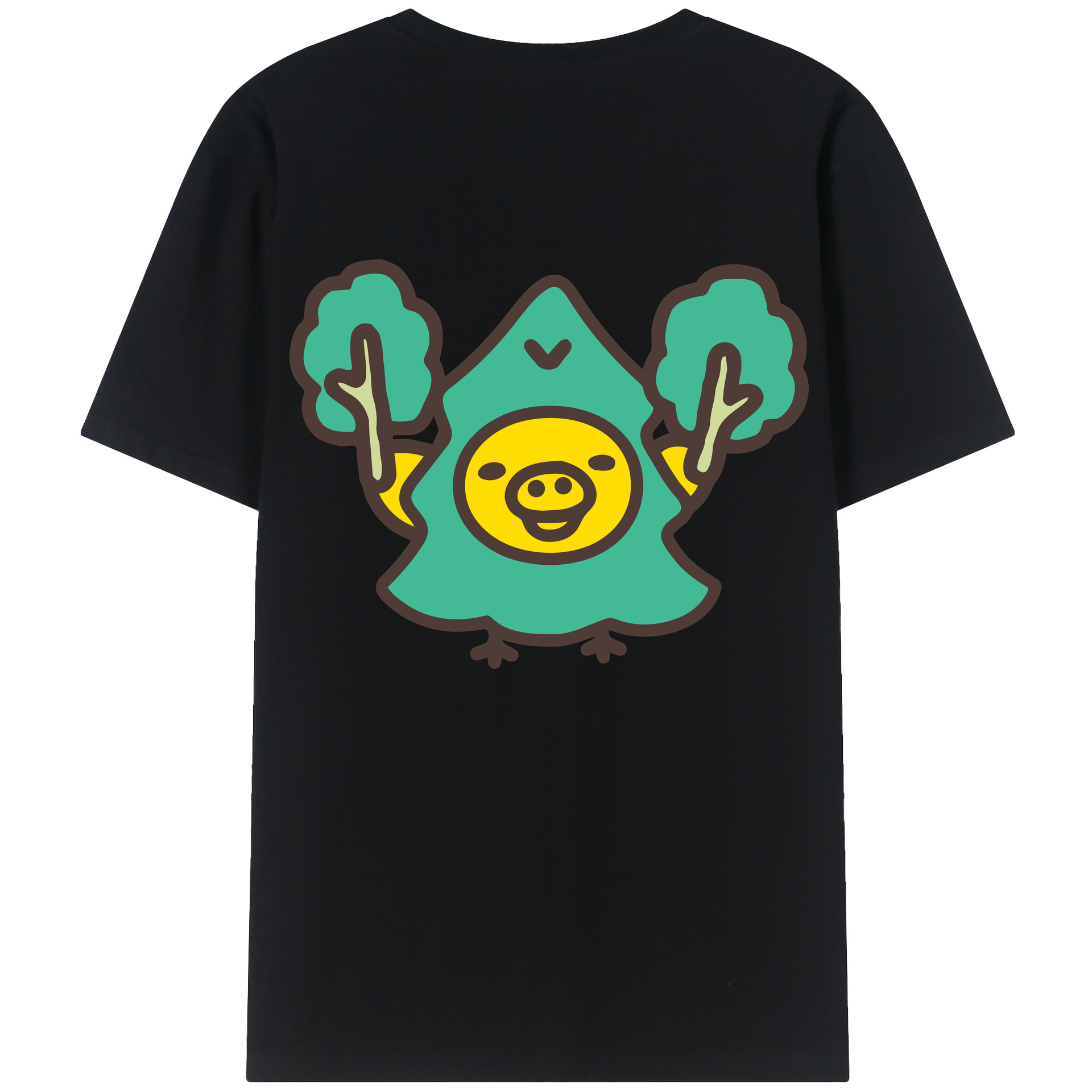 （画像用） リラックマ リラックマ キイロイトリ Rilakkuma Korilakkuma Kiiroitori 綿100％ メンズ半袖Tシャツ（バックプリント） 通気性