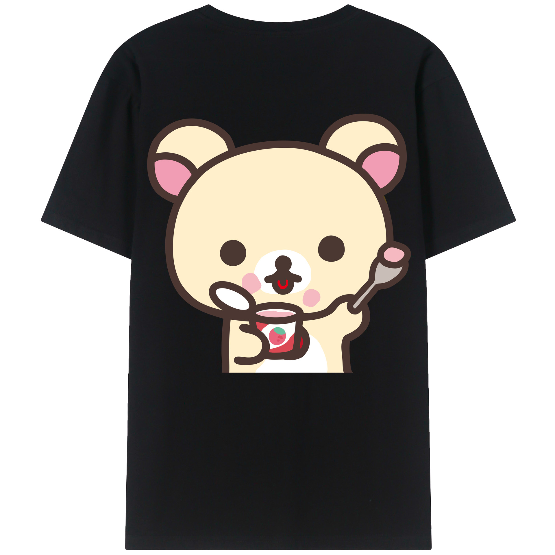 （画像用） リラックマ リラックマ キイロイトリ Rilakkuma Korilakkuma Kiiroitori 綿100％ メンズ半袖Tシャツ（バックプリント） 通気性