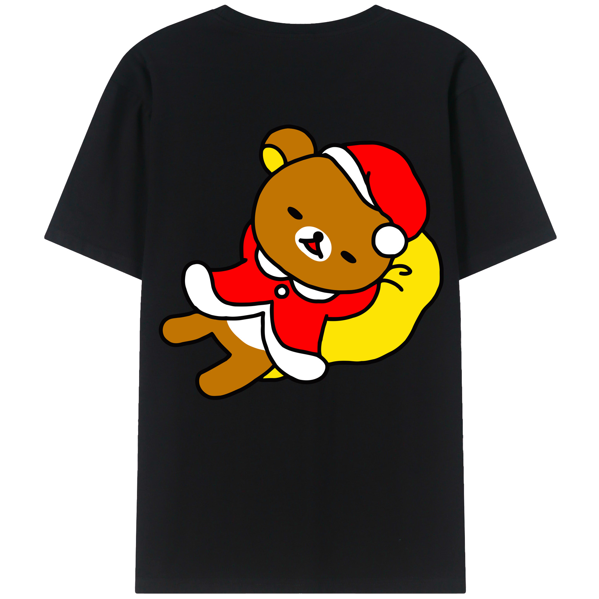 （画像用） リラックマ リラックマ キイロイトリ Rilakkuma Korilakkuma Kiiroitori 綿100％ メンズ半袖Tシャツ（バックプリント） 通気性