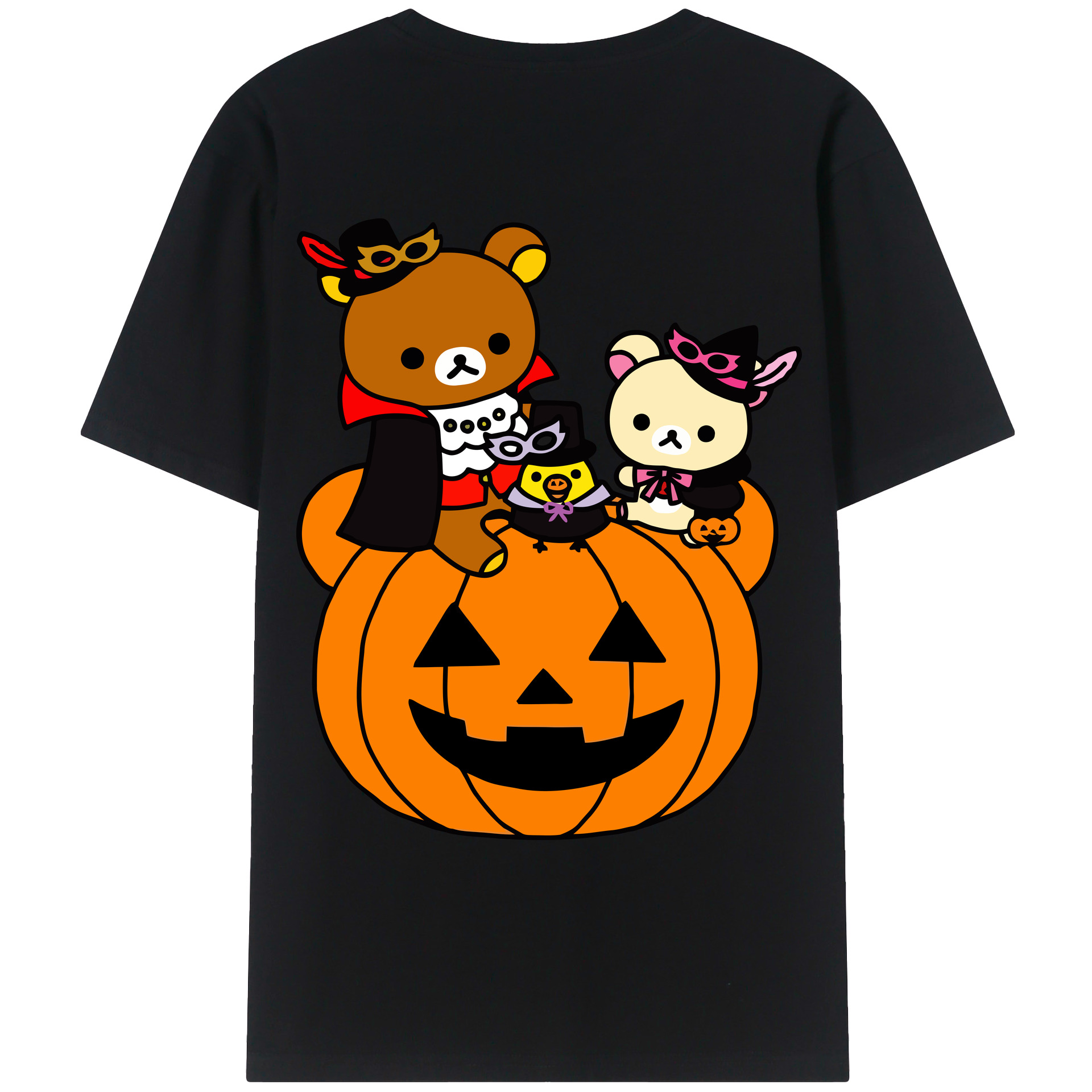 （画像用） リラックマ リラックマ キイロイトリ Rilakkuma Korilakkuma Kiiroitori 綿100％ メンズ半袖Tシャツ（バックプリント） 通気性