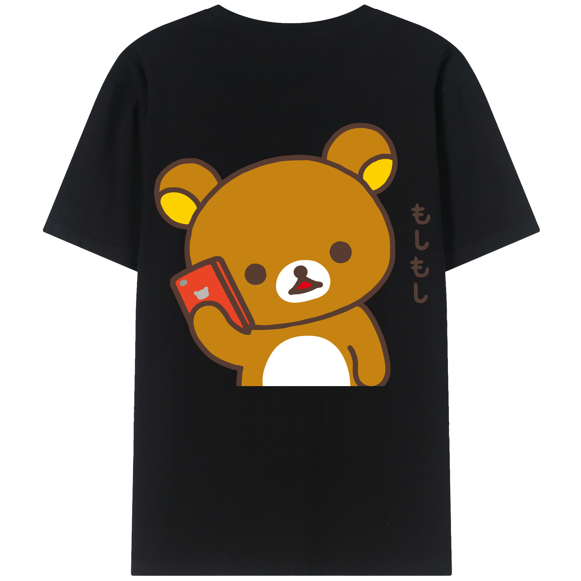 （画像用） リラックマ リラックマ キイロイトリ Rilakkuma Korilakkuma Kiiroitori 綿100％ メンズ半袖Tシャツ（バックプリント） 通気性