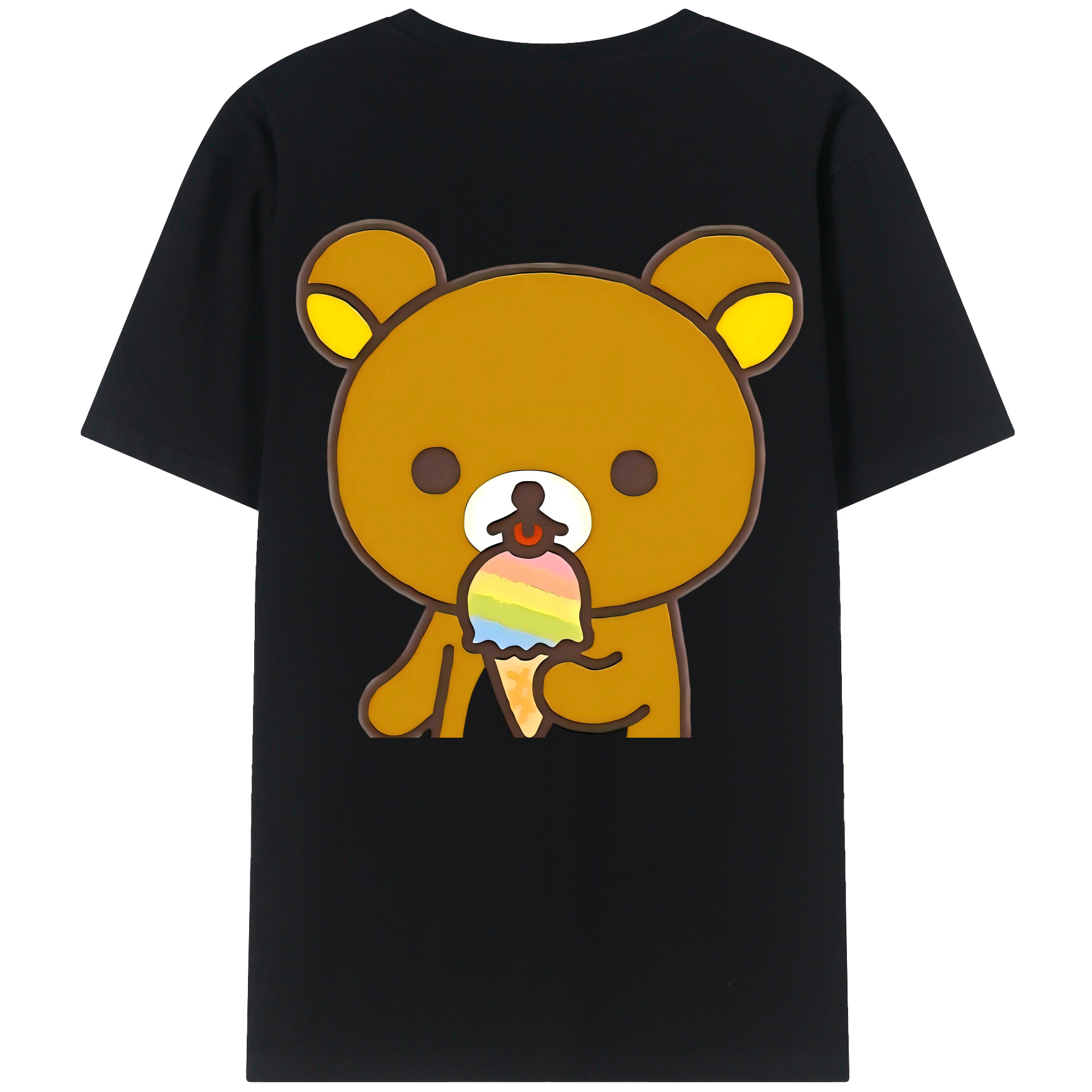 （画像用） リラックマ リラックマ キイロイトリ Rilakkuma Korilakkuma Kiiroitori 綿100％ メンズ半袖Tシャツ（バックプリント） 通気性