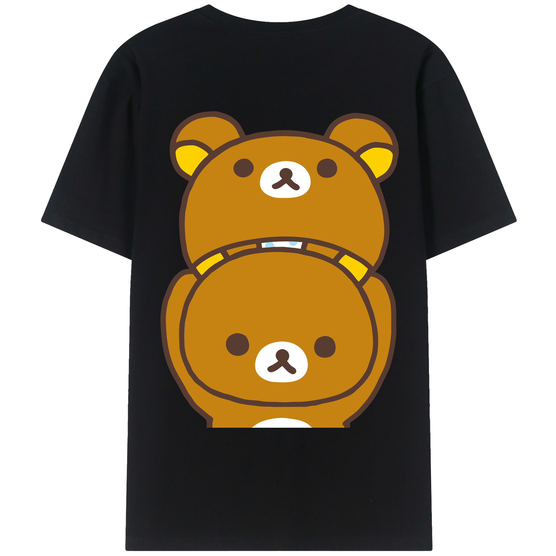 （画像用） リラックマ リラックマ キイロイトリ Rilakkuma Korilakkuma Kiiroitori 綿100％ メンズ半袖Tシャツ（バックプリント） 通気性
