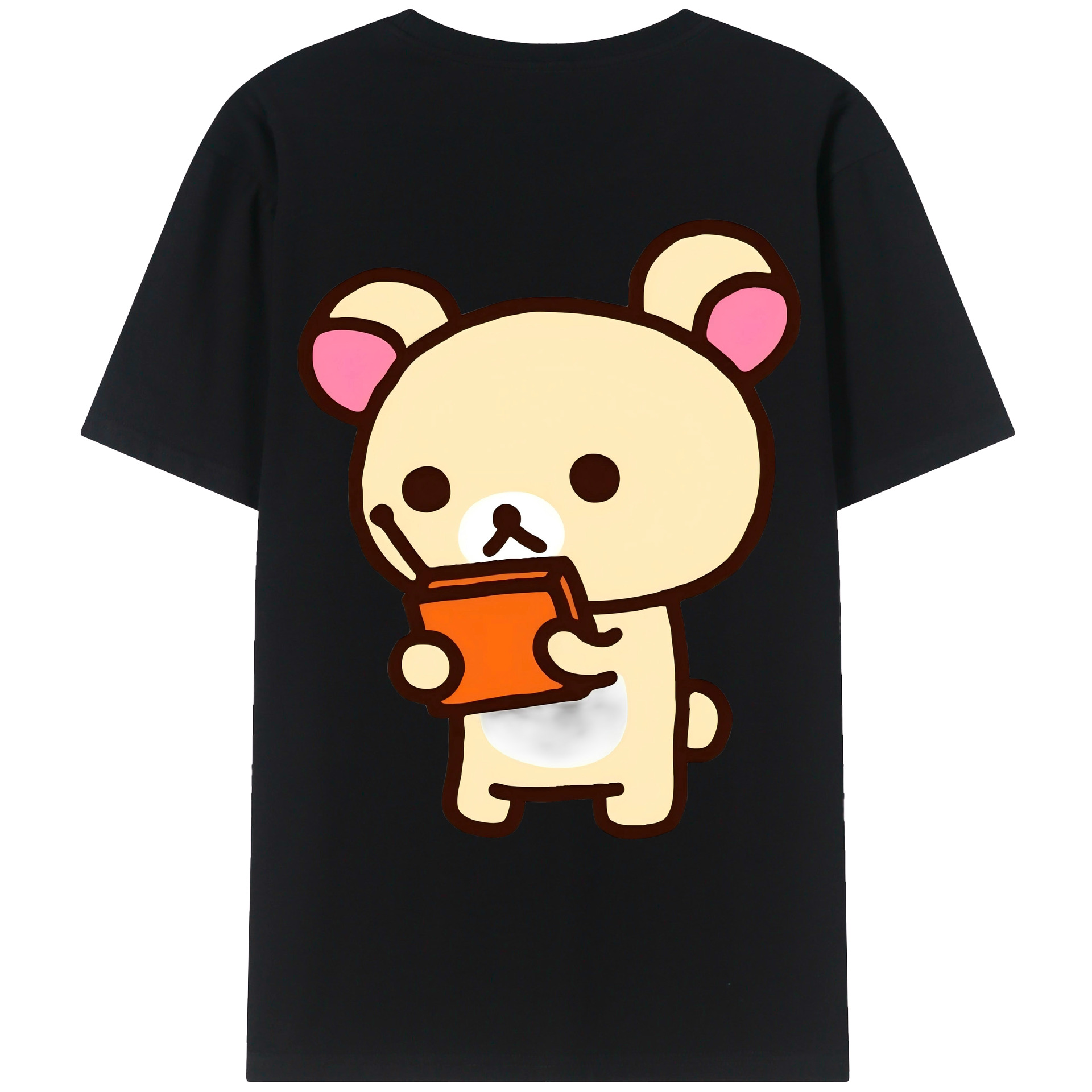 （画像用） リラックマ リラックマ キイロイトリ Rilakkuma Korilakkuma Kiiroitori 綿100％ メンズ半袖Tシャツ（バックプリント） 通気性