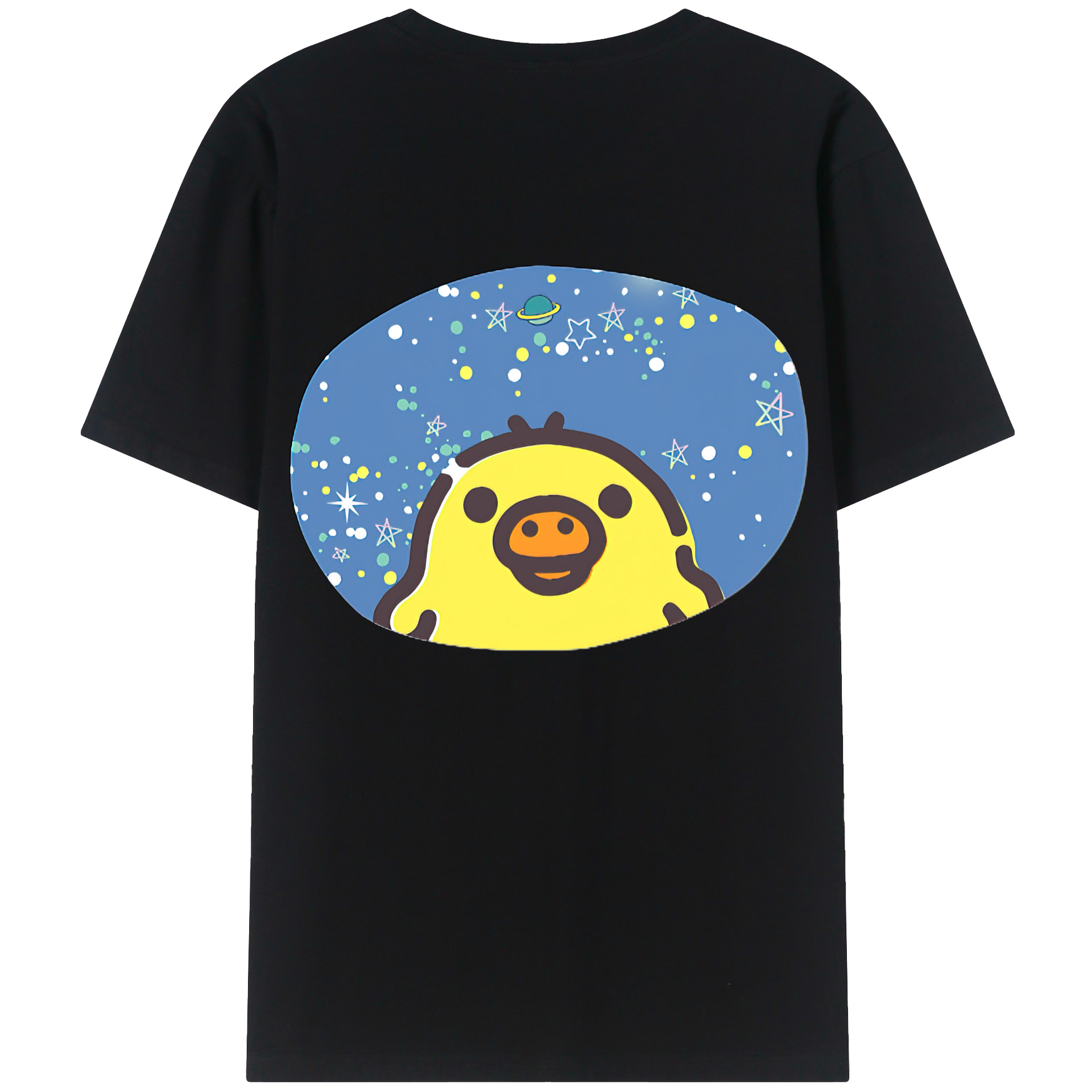 （画像用） リラックマ リラックマ キイロイトリ Rilakkuma Korilakkuma Kiiroitori 綿100％ メンズ半袖Tシャツ（バックプリント） 通気性