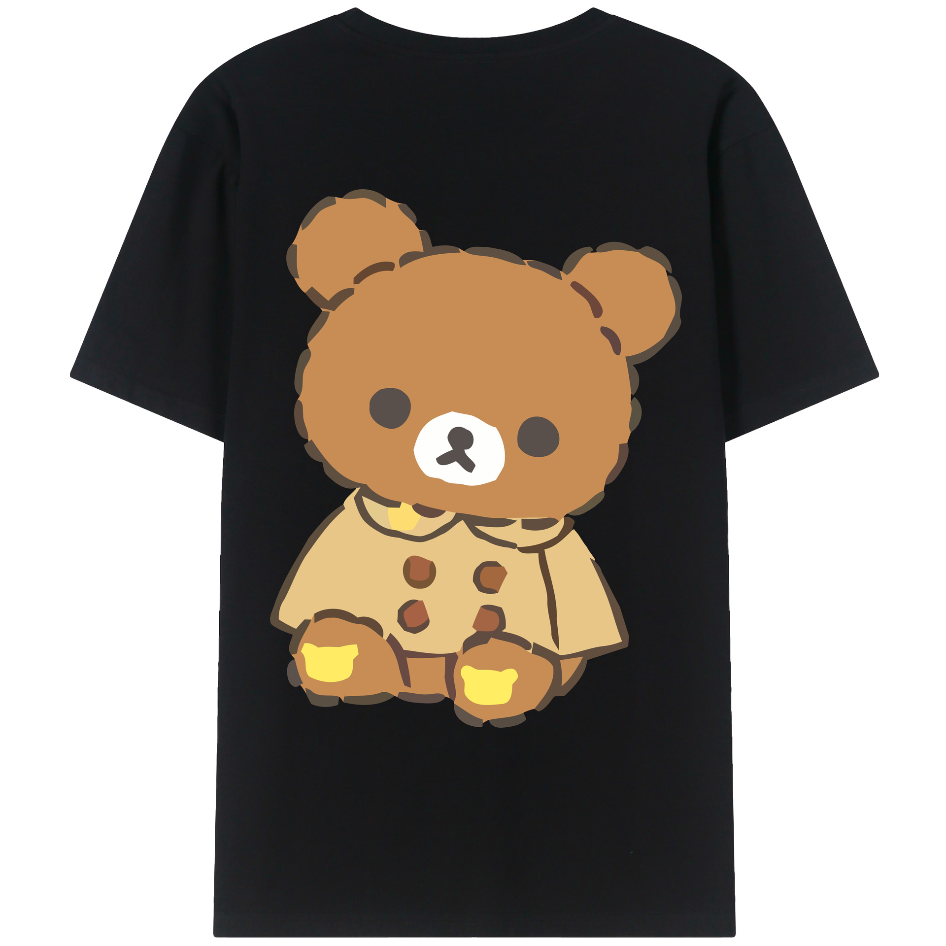 （画像用） リラックマ リラックマ キイロイトリ Rilakkuma Korilakkuma Kiiroitori 綿100％ メンズ半袖Tシャツ（バックプリント） 通気性