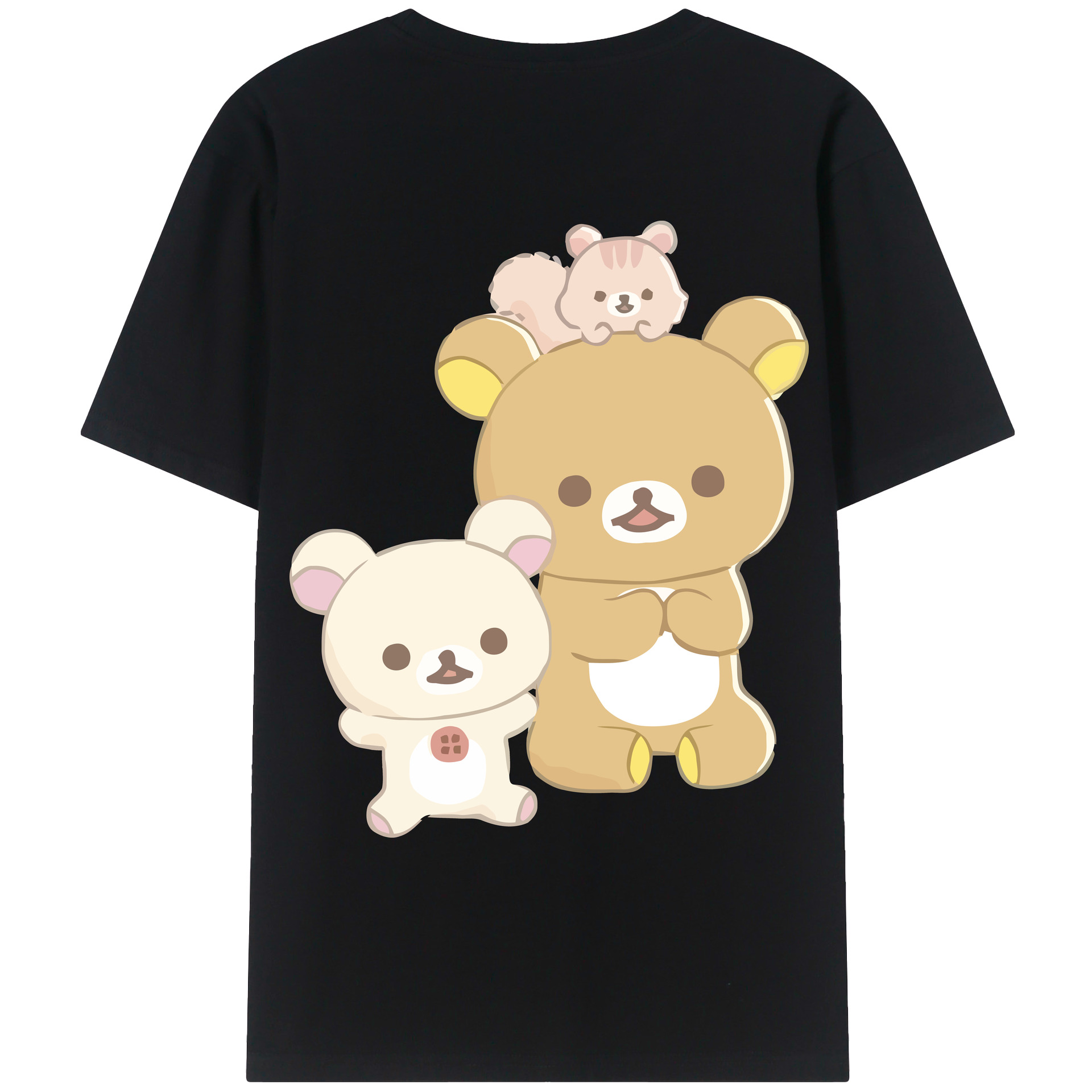 （画像用） リラックマ リラックマ キイロイトリ Rilakkuma Korilakkuma Kiiroitori 綿100％ メンズ半袖Tシャツ（バックプリント） 通気性