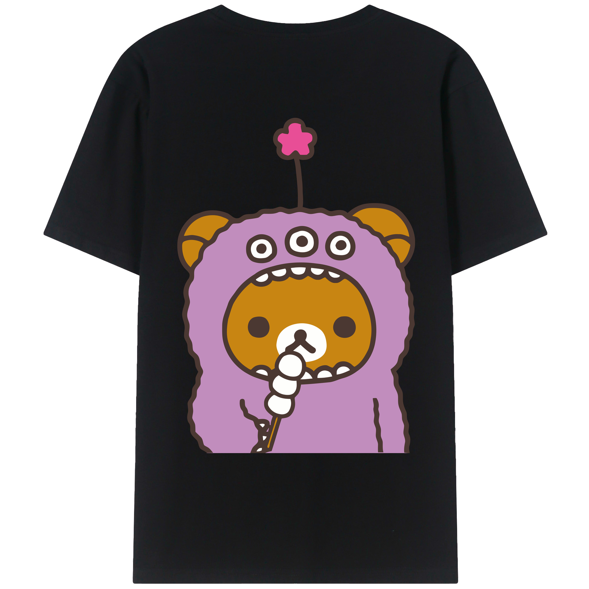 （画像用） リラックマ リラックマ キイロイトリ Rilakkuma Korilakkuma Kiiroitori 綿100％ メンズ半袖Tシャツ（バックプリント） 通気性