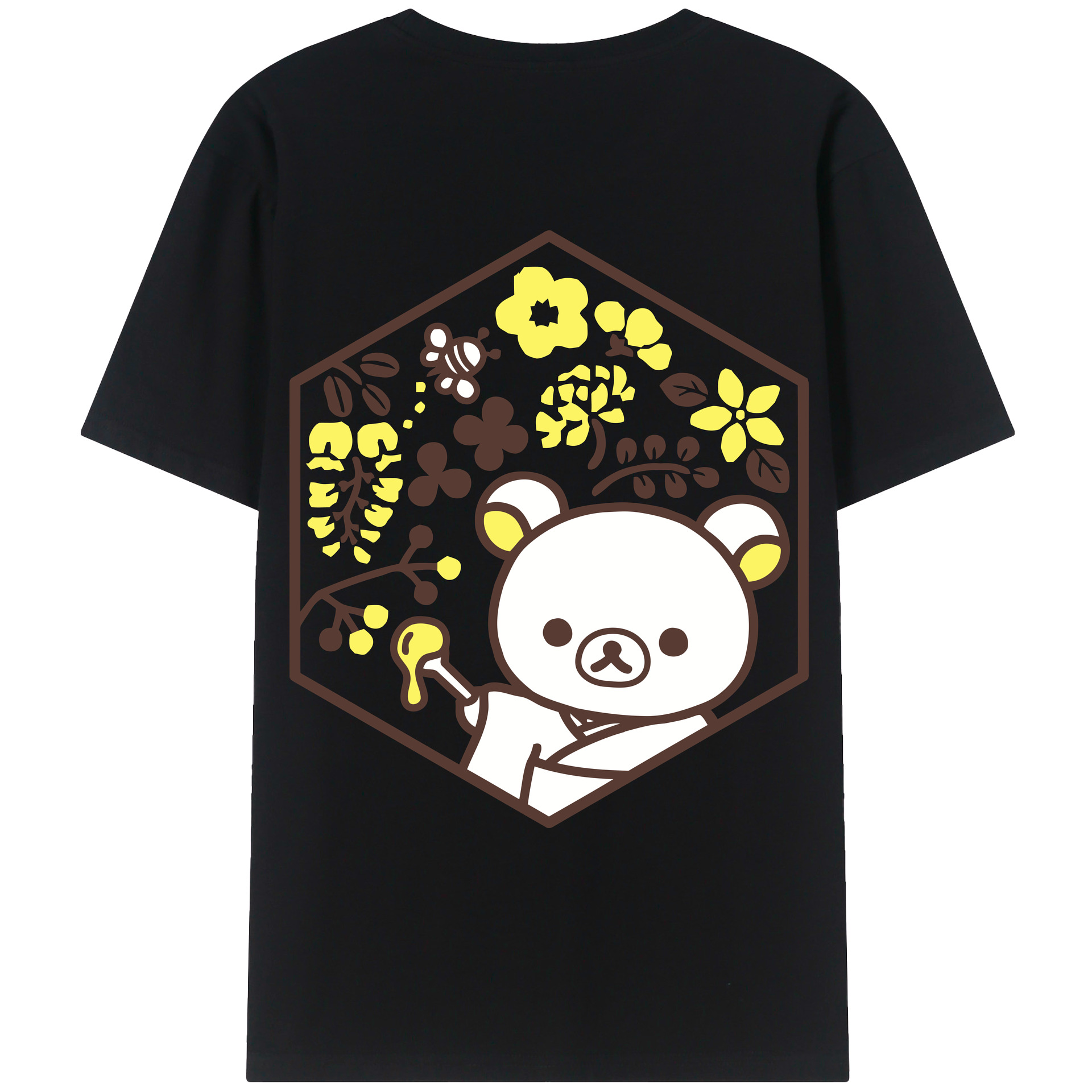 （画像用） リラックマ リラックマ キイロイトリ Rilakkuma Korilakkuma Kiiroitori 綿100％ メンズ半袖Tシャツ（バックプリント） 通気性