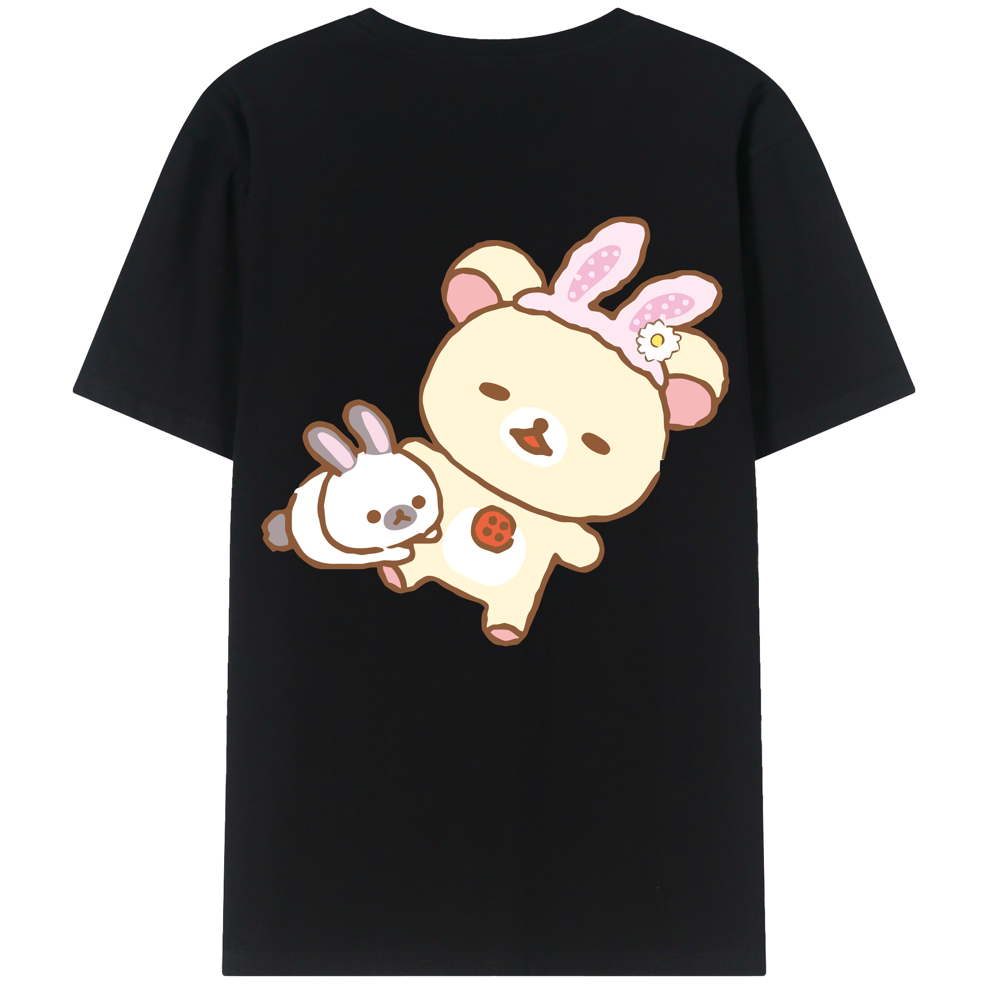 （画像用） リラックマ リラックマ キイロイトリ Rilakkuma Korilakkuma Kiiroitori 綿100％ メンズ半袖Tシャツ（バックプリント） 通気性