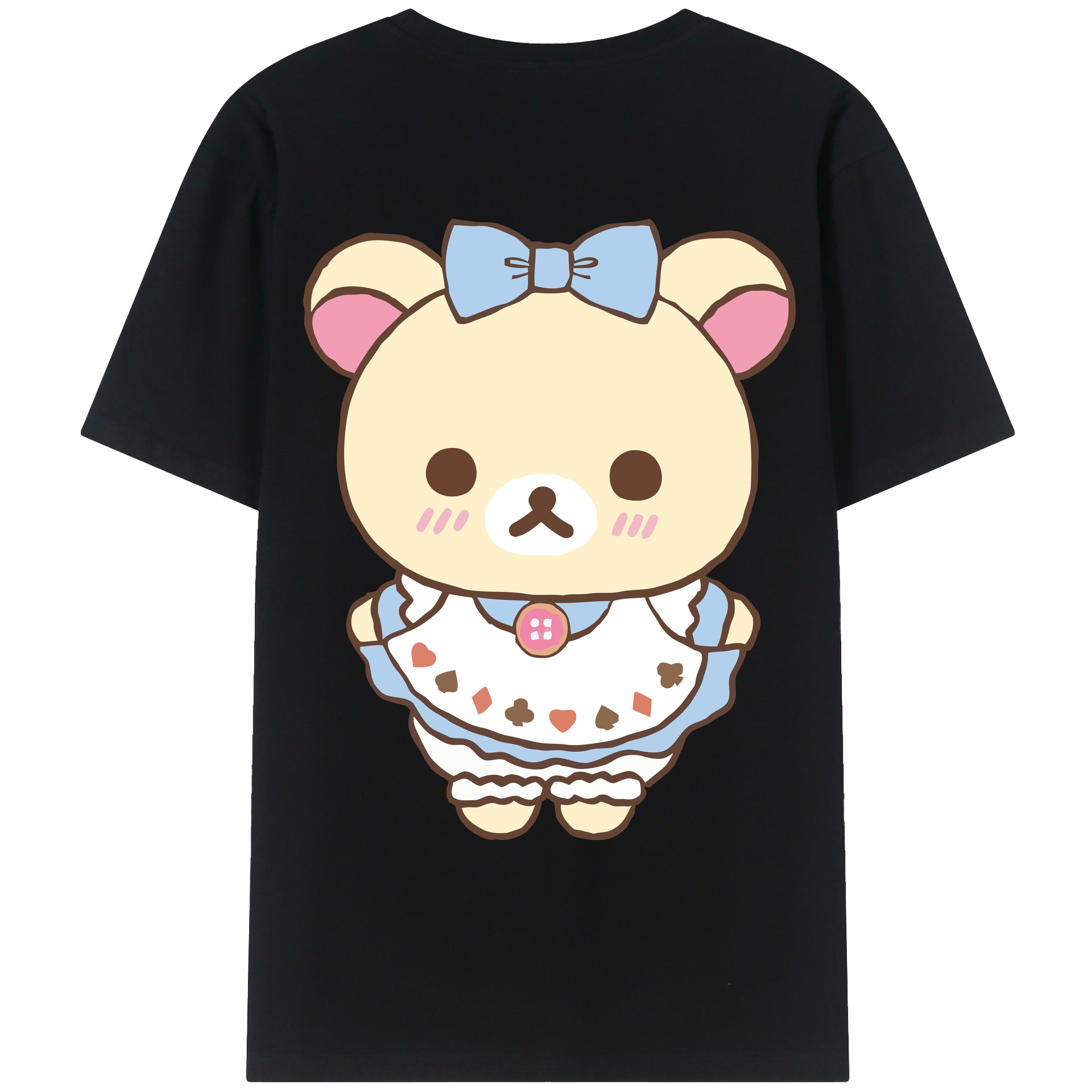 （画像用） リラックマ リラックマ キイロイトリ Rilakkuma Korilakkuma Kiiroitori 綿100％ メンズ半袖Tシャツ（バックプリント） 通気性
