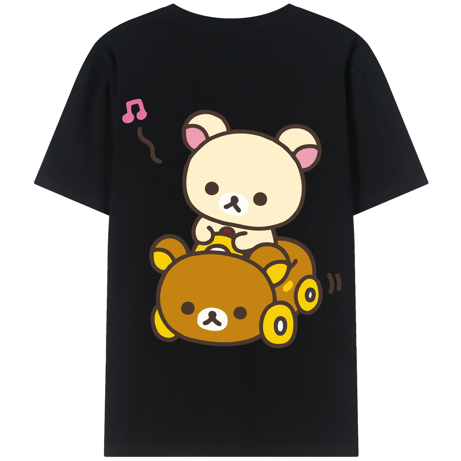 （画像用） リラックマ リラックマ キイロイトリ Rilakkuma Korilakkuma Kiiroitori 綿100％ メンズ半袖Tシャツ（バックプリント） 通気性