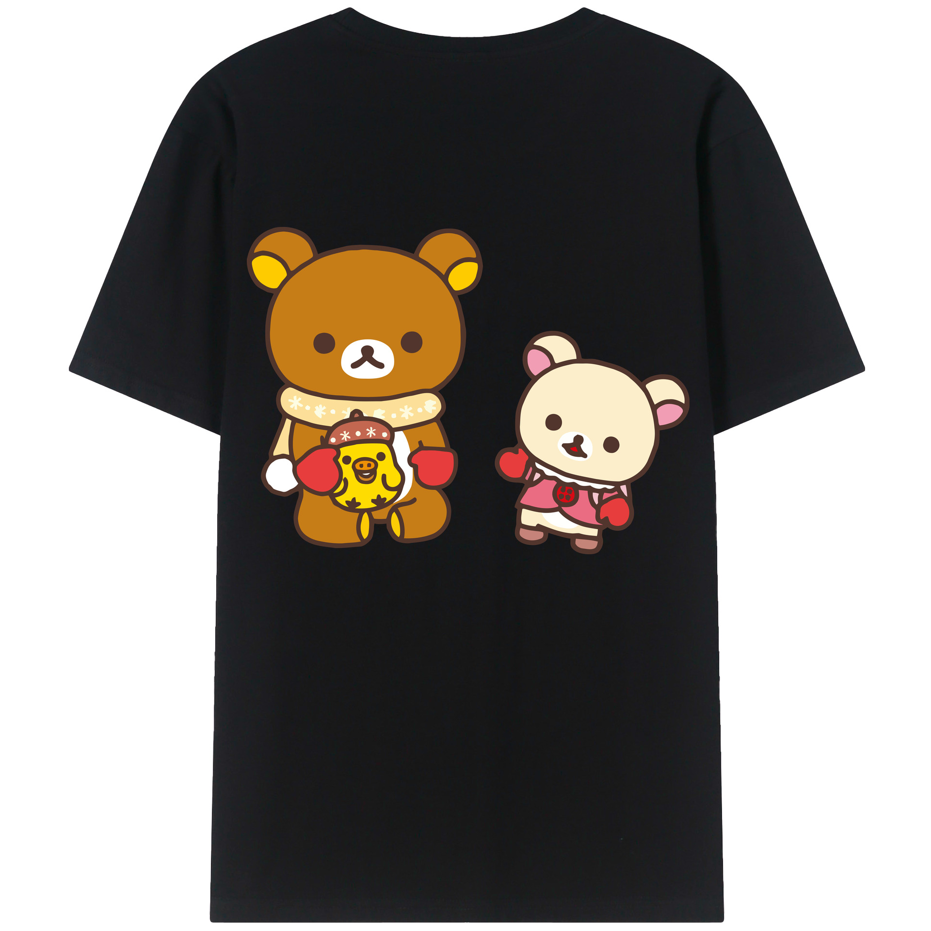 （画像用） リラックマ リラックマ キイロイトリ Rilakkuma Korilakkuma Kiiroitori 綿100％ メンズ半袖Tシャツ（バックプリント） 通気性