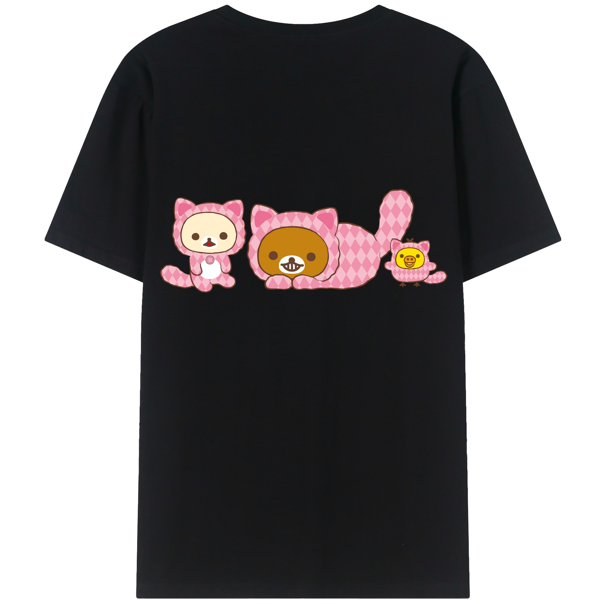 （画像用） リラックマ リラックマ キイロイトリ Rilakkuma Korilakkuma Kiiroitori 綿100％ メンズ半袖Tシャツ（バックプリント） 通気性